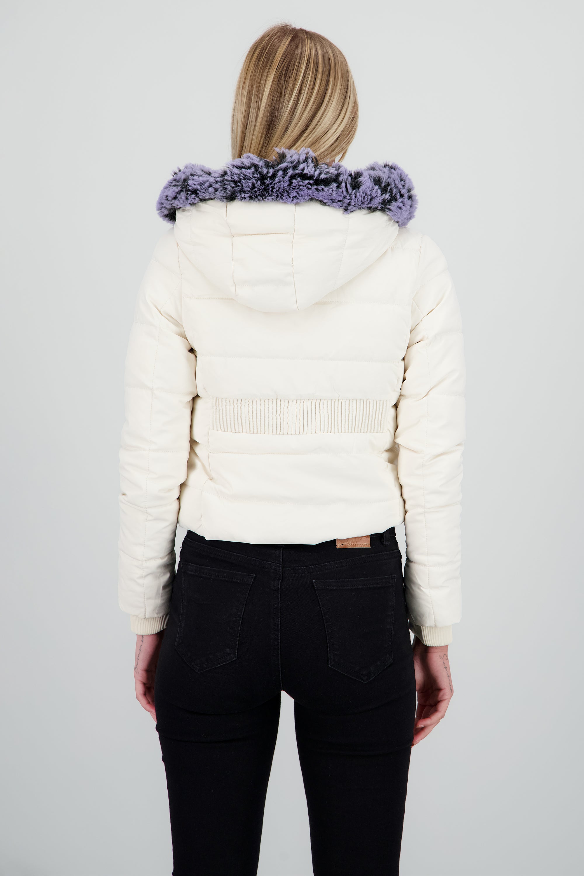 Chamarra puffer con gorro det cierres BEIGE