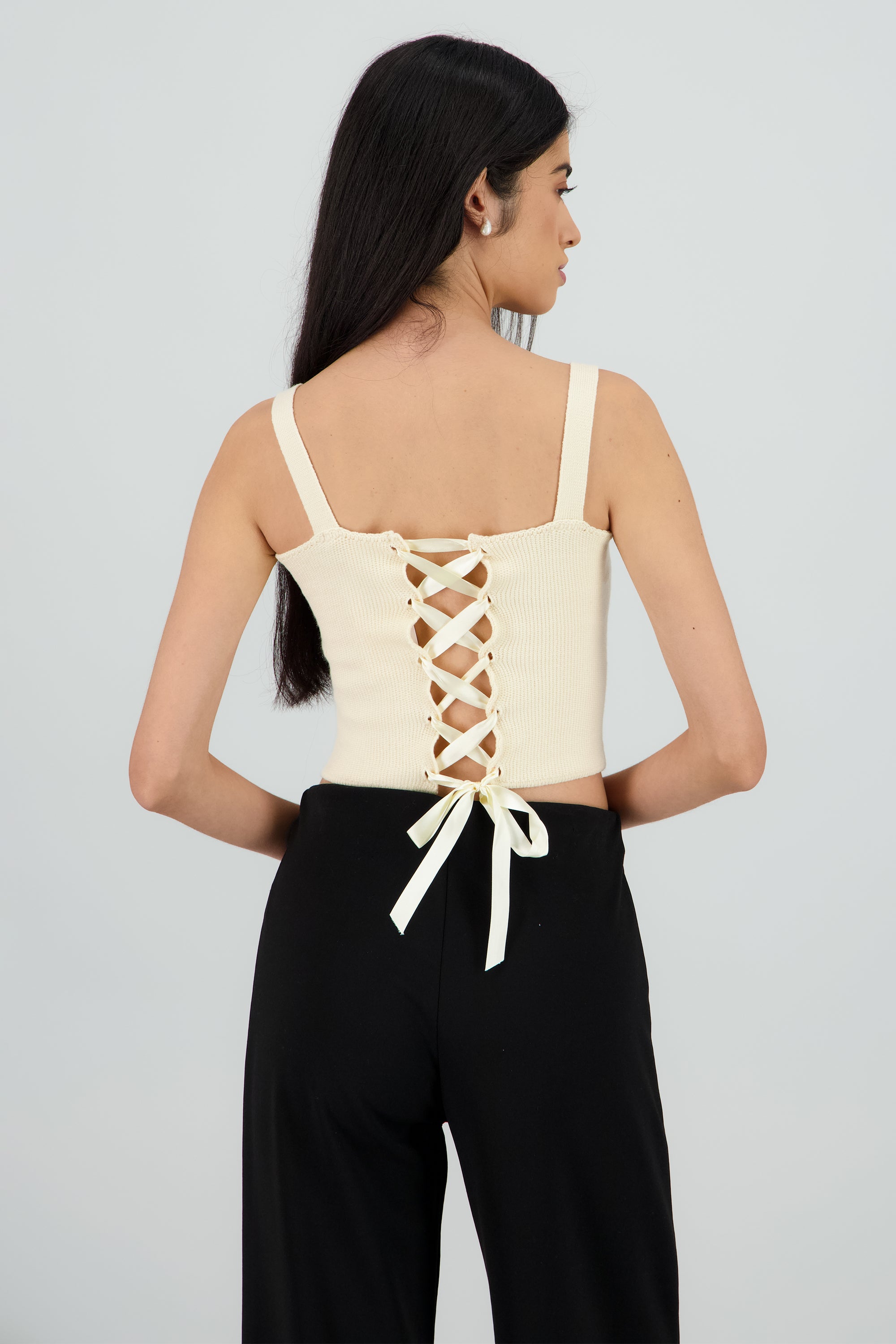 Corset tejido liston espalda CREMA