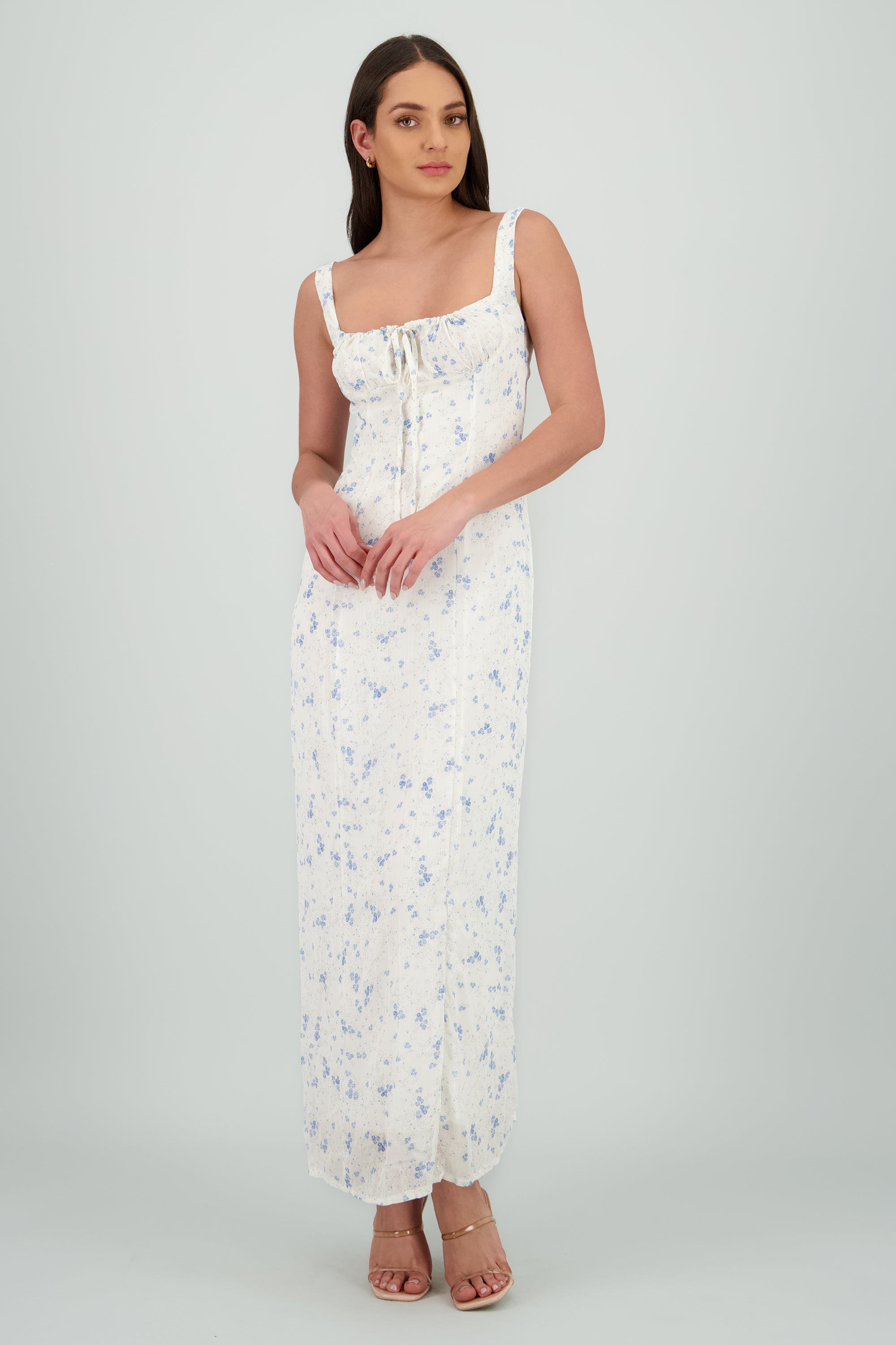 Vestido maxi flores BLANCO COMBO