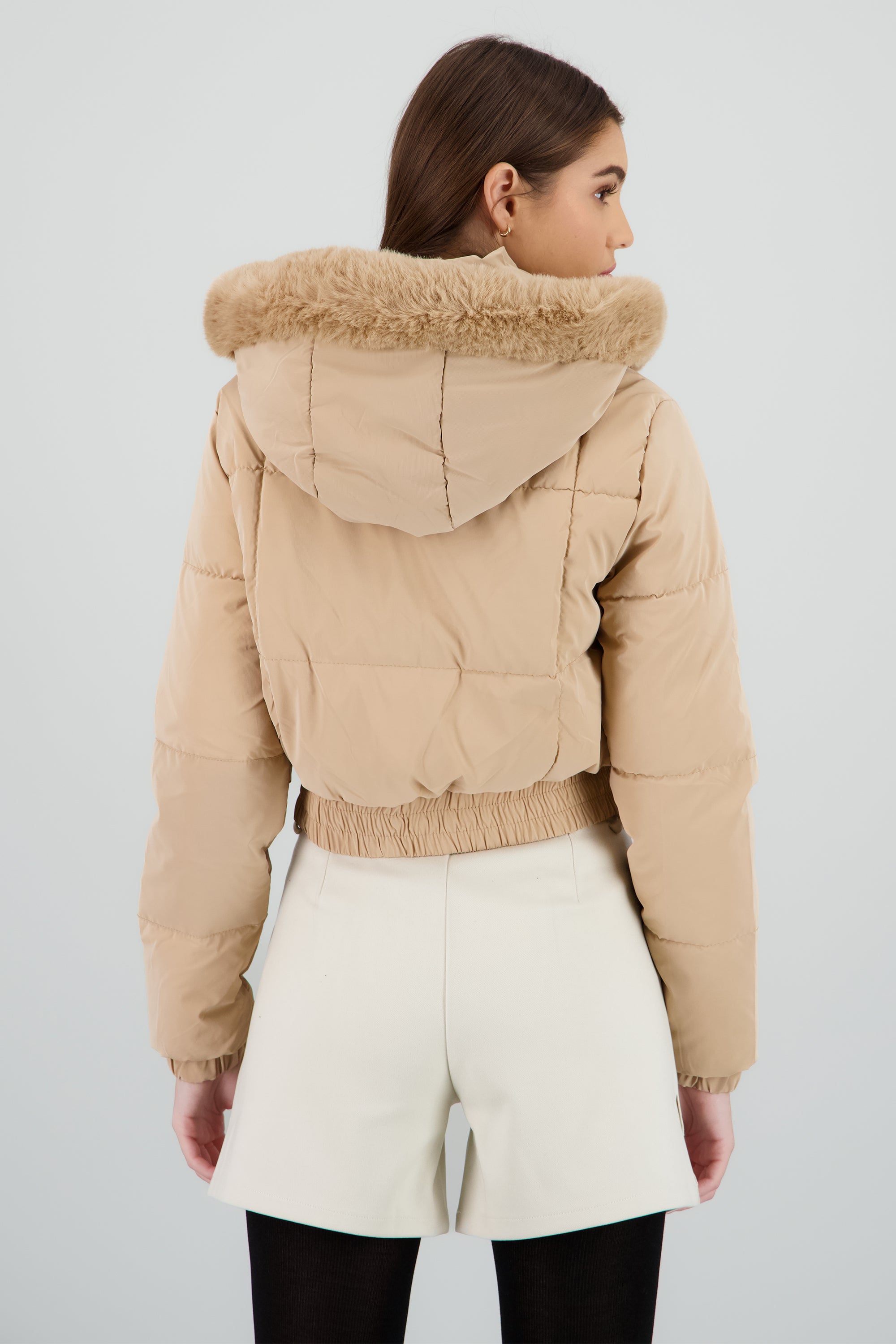 Chamarra con gorro peluche KHAKI