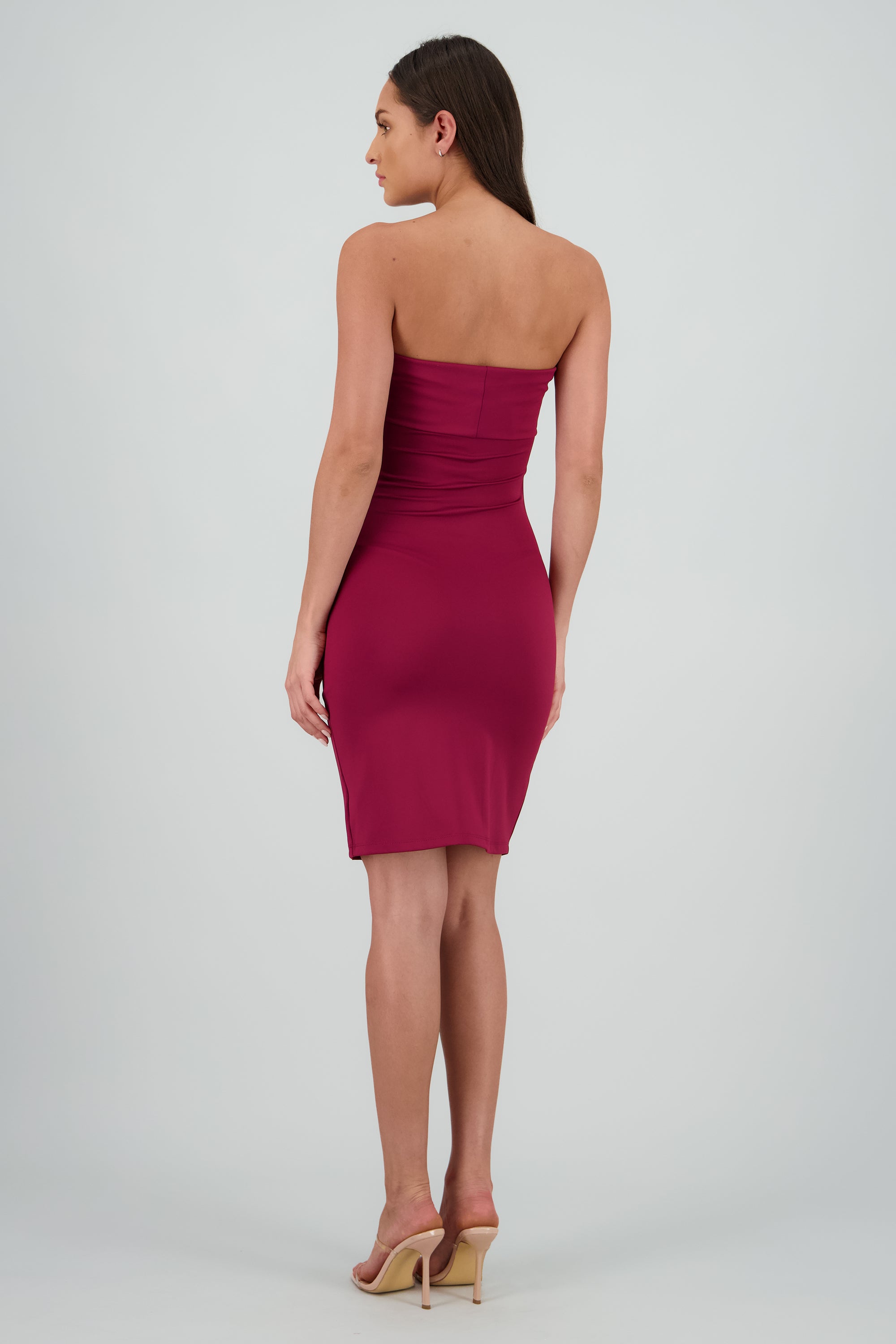 Vestido drapeado costado dobles VINO