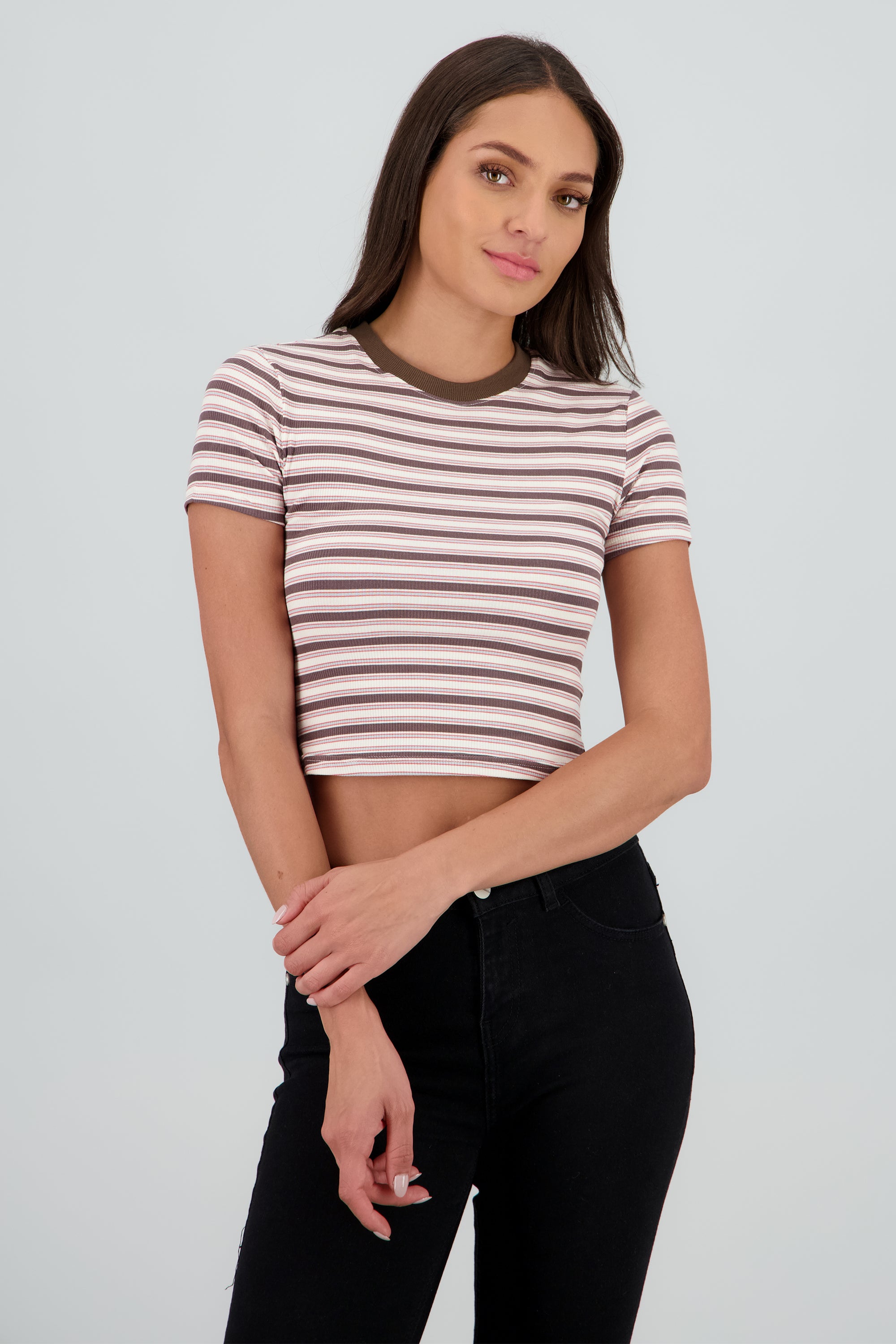 Playera crop rayas combo HUESO COMBO