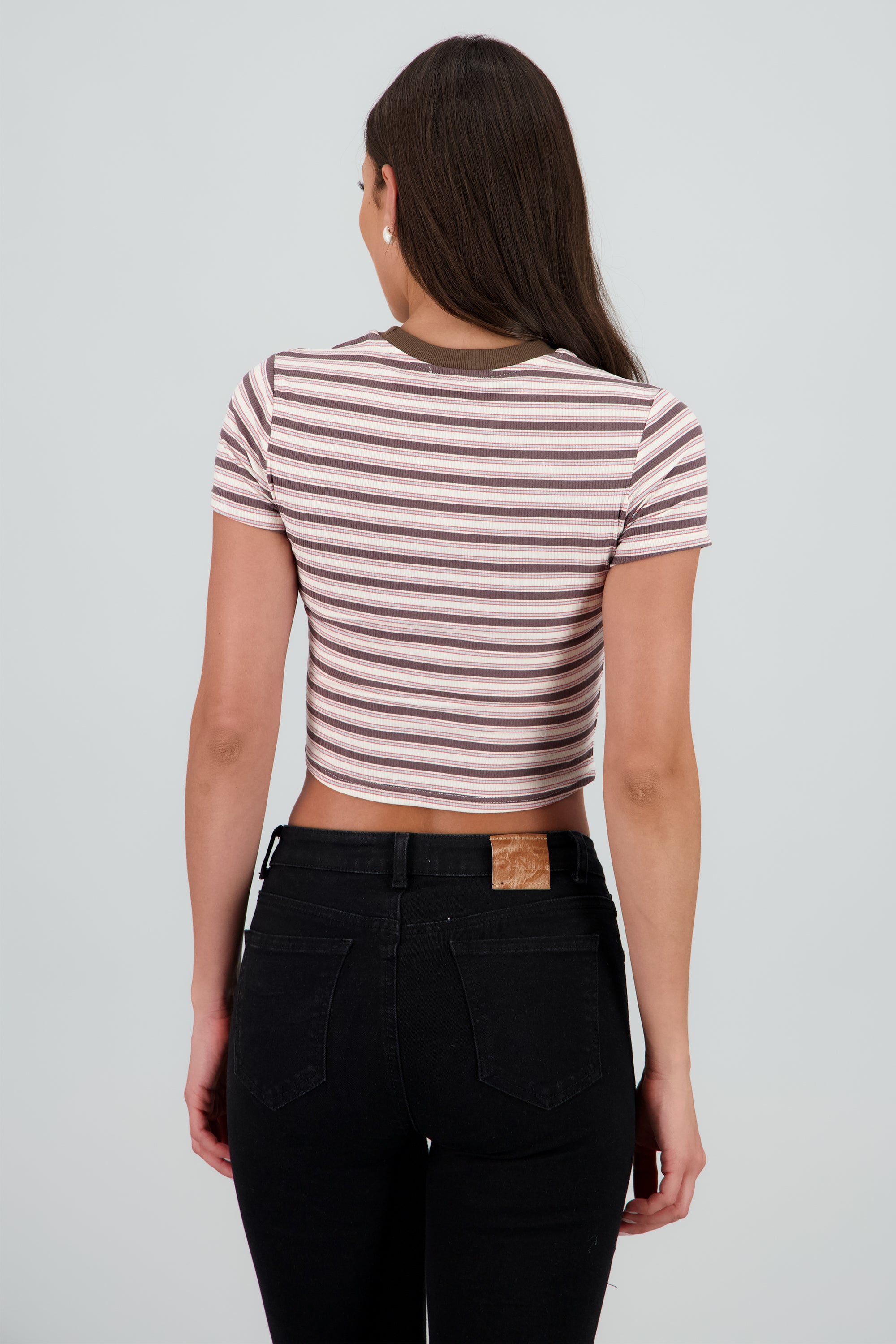Playera crop rayas combo HUESO COMBO