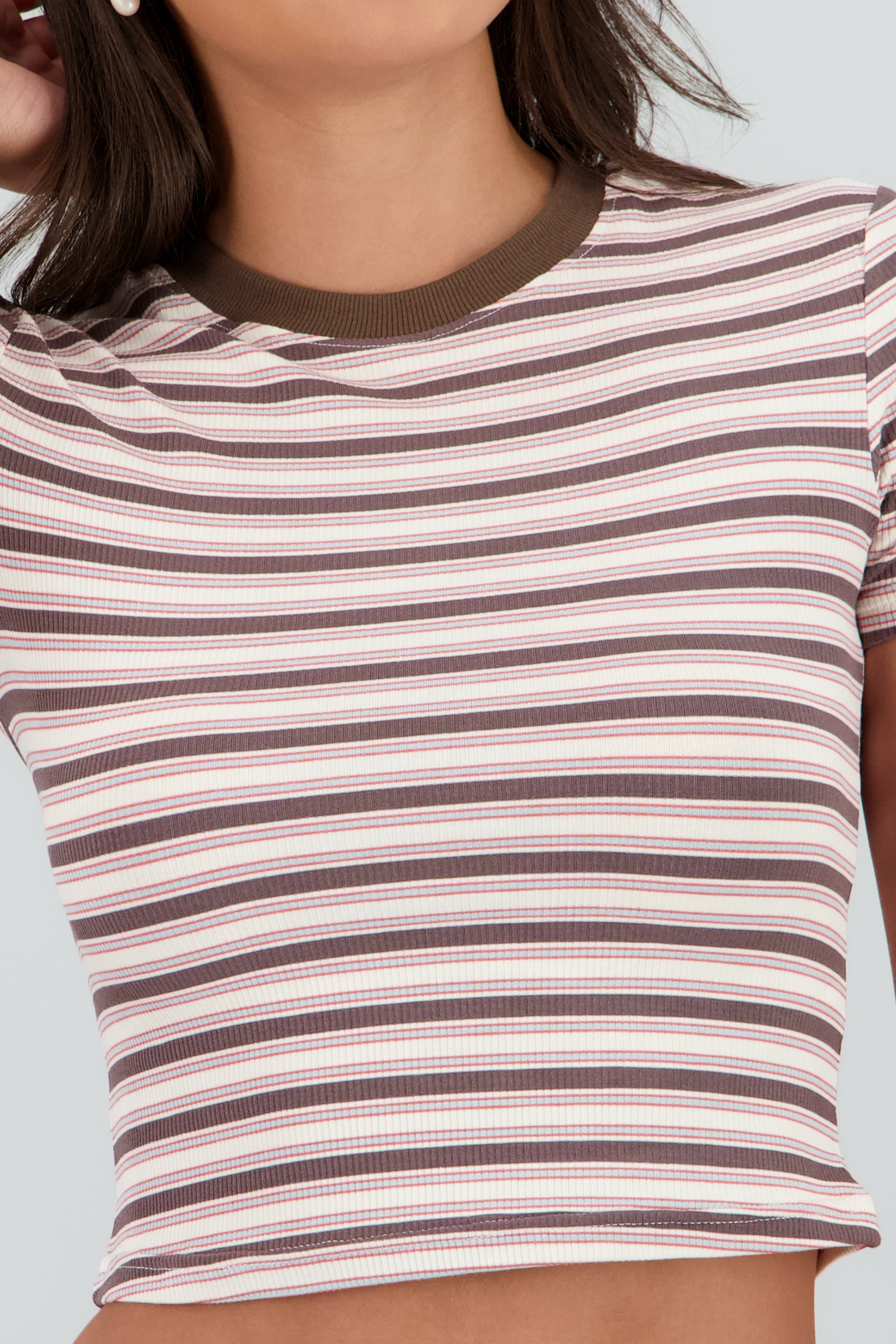 Playera crop rayas combo HUESO COMBO