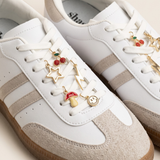 Tenis dos lineas punta durazno con charms