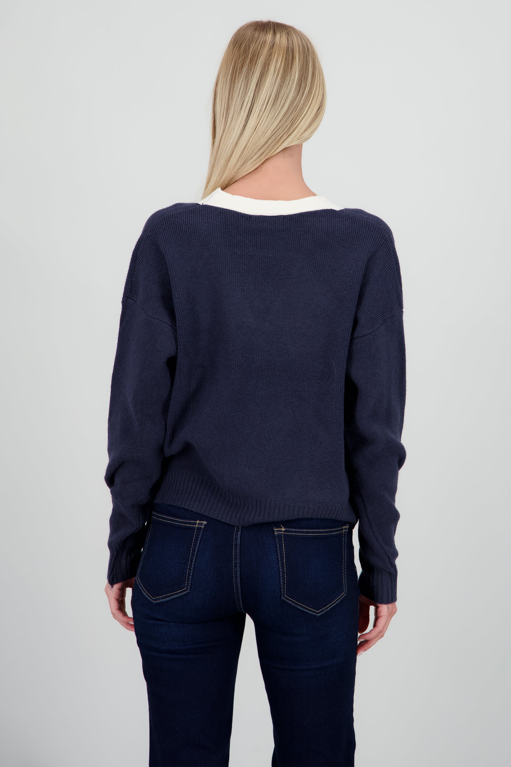 Cardigan tejido contraste con botones MARINO COMBO