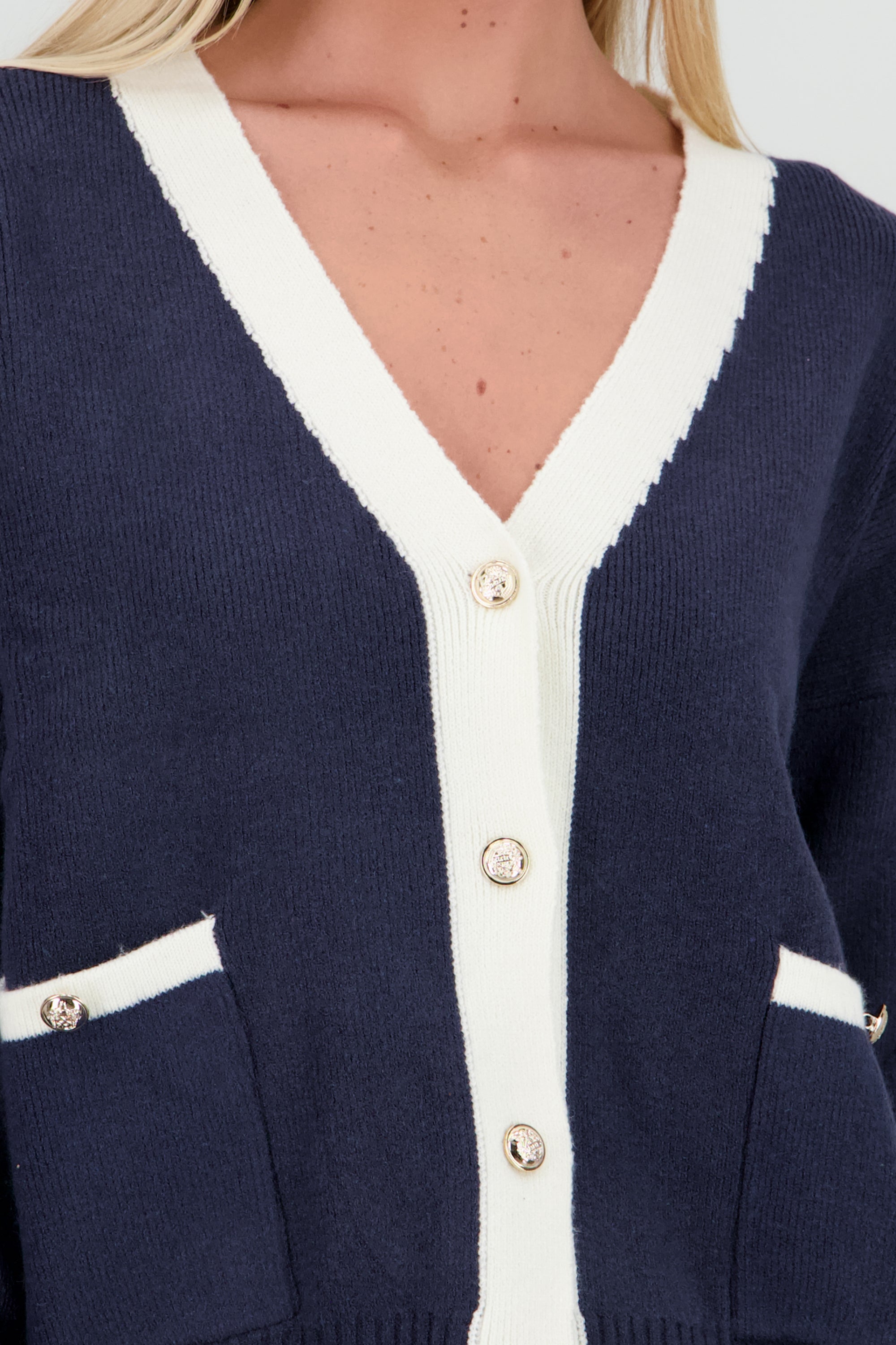 Cardigan tejido contraste con botones MARINO COMBO