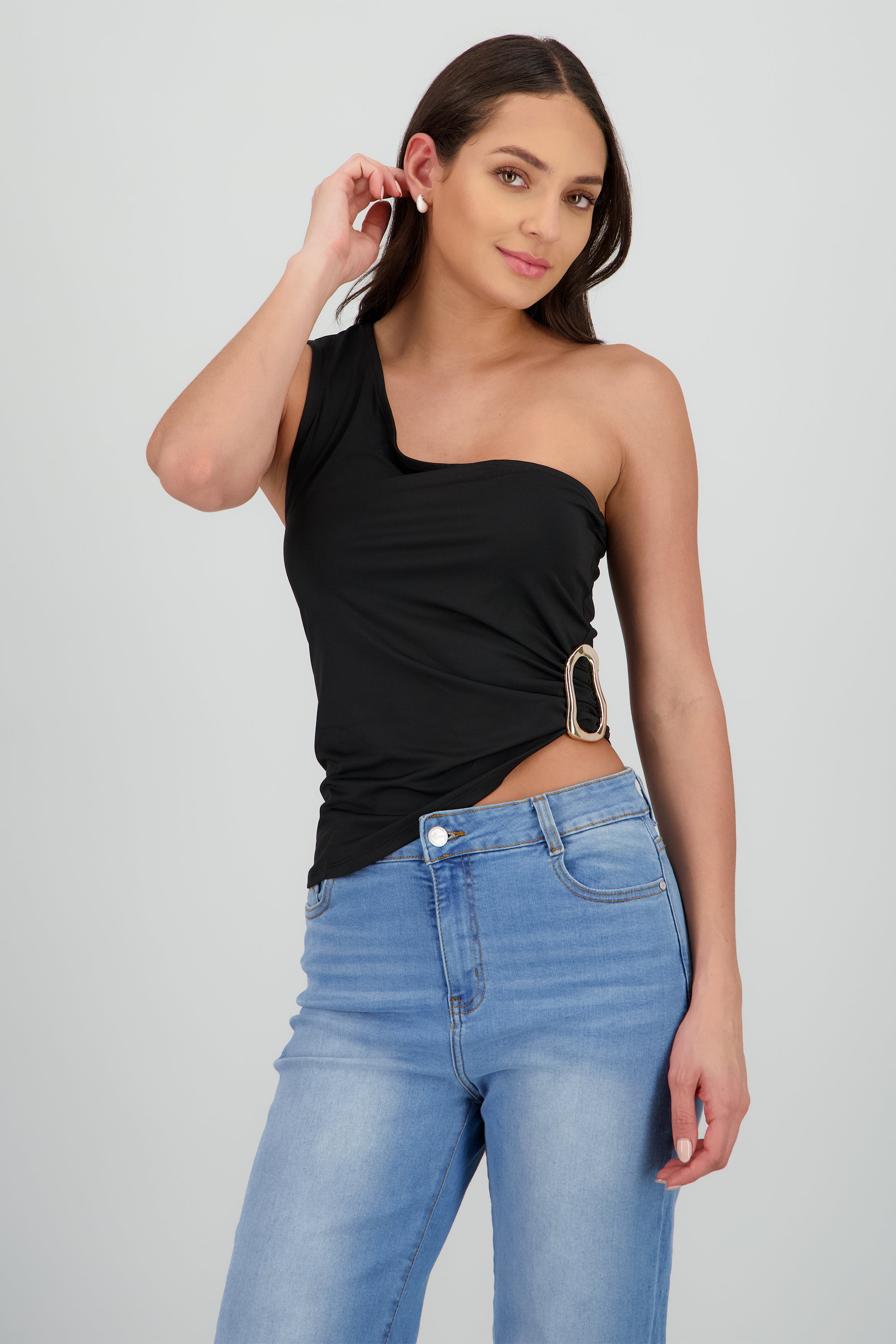 Top asimetrico hebilla NEGRO