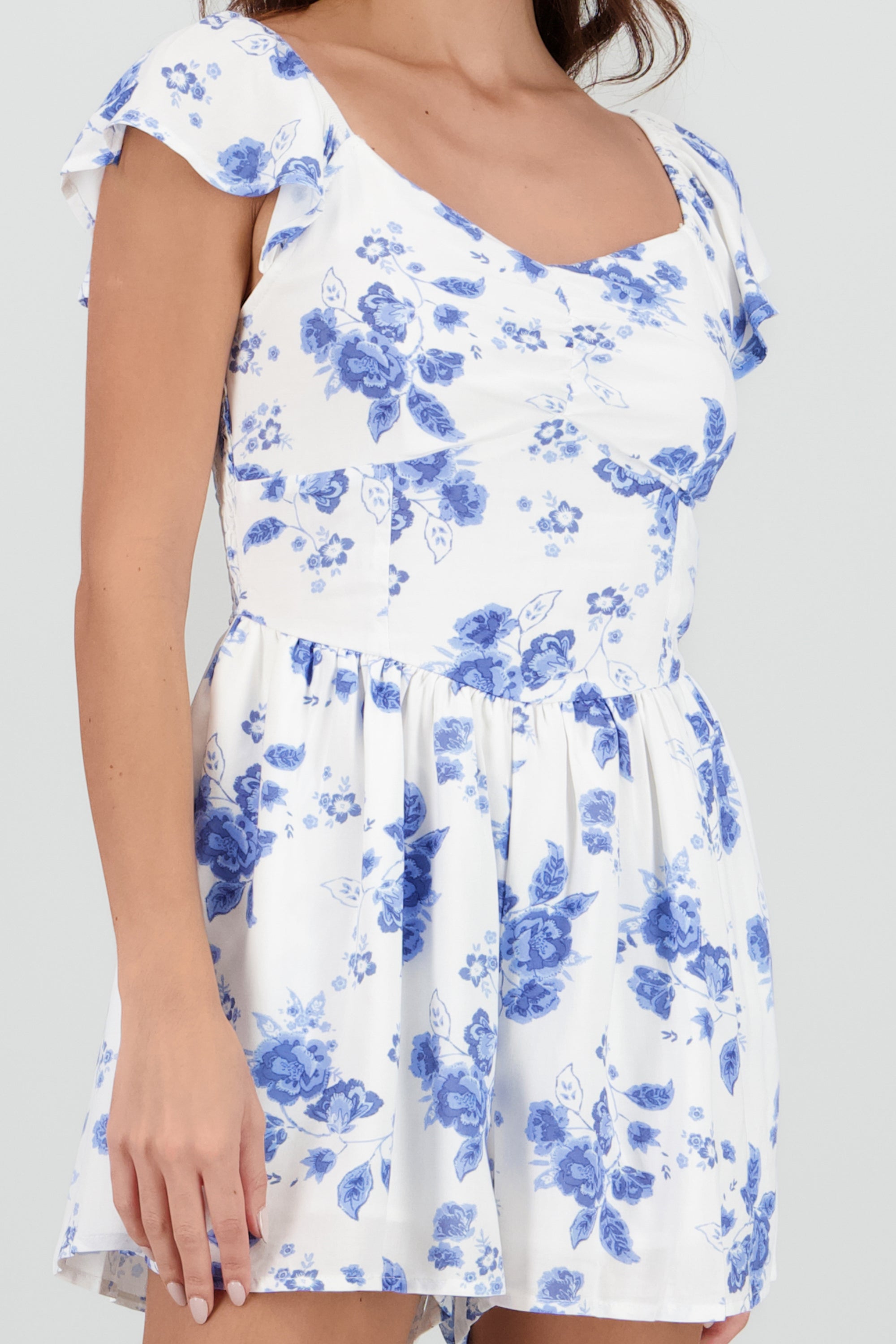 Romper con estampado de flores AZUL COMBO