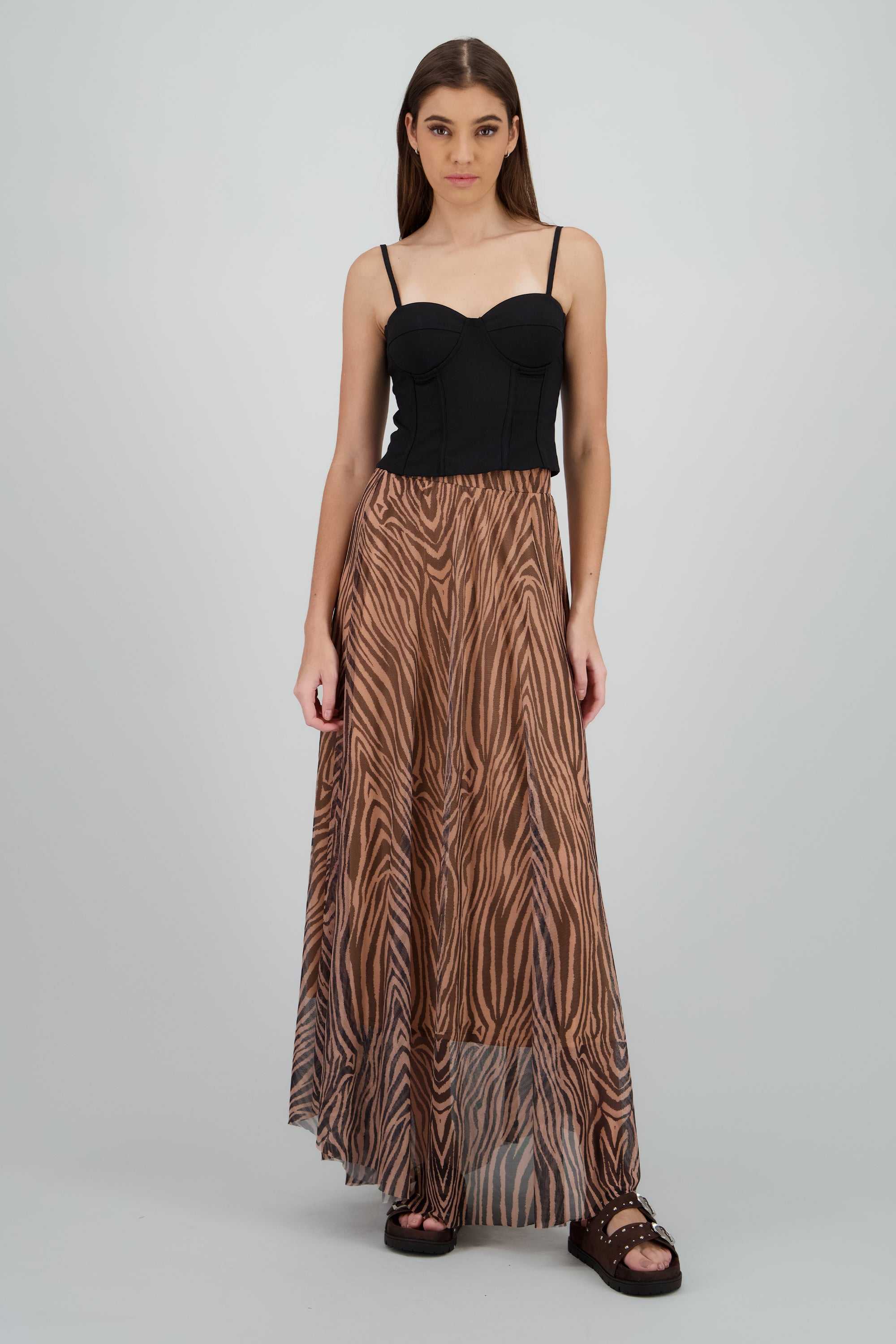 Sandala hebillas studs mega gamuza CAFE