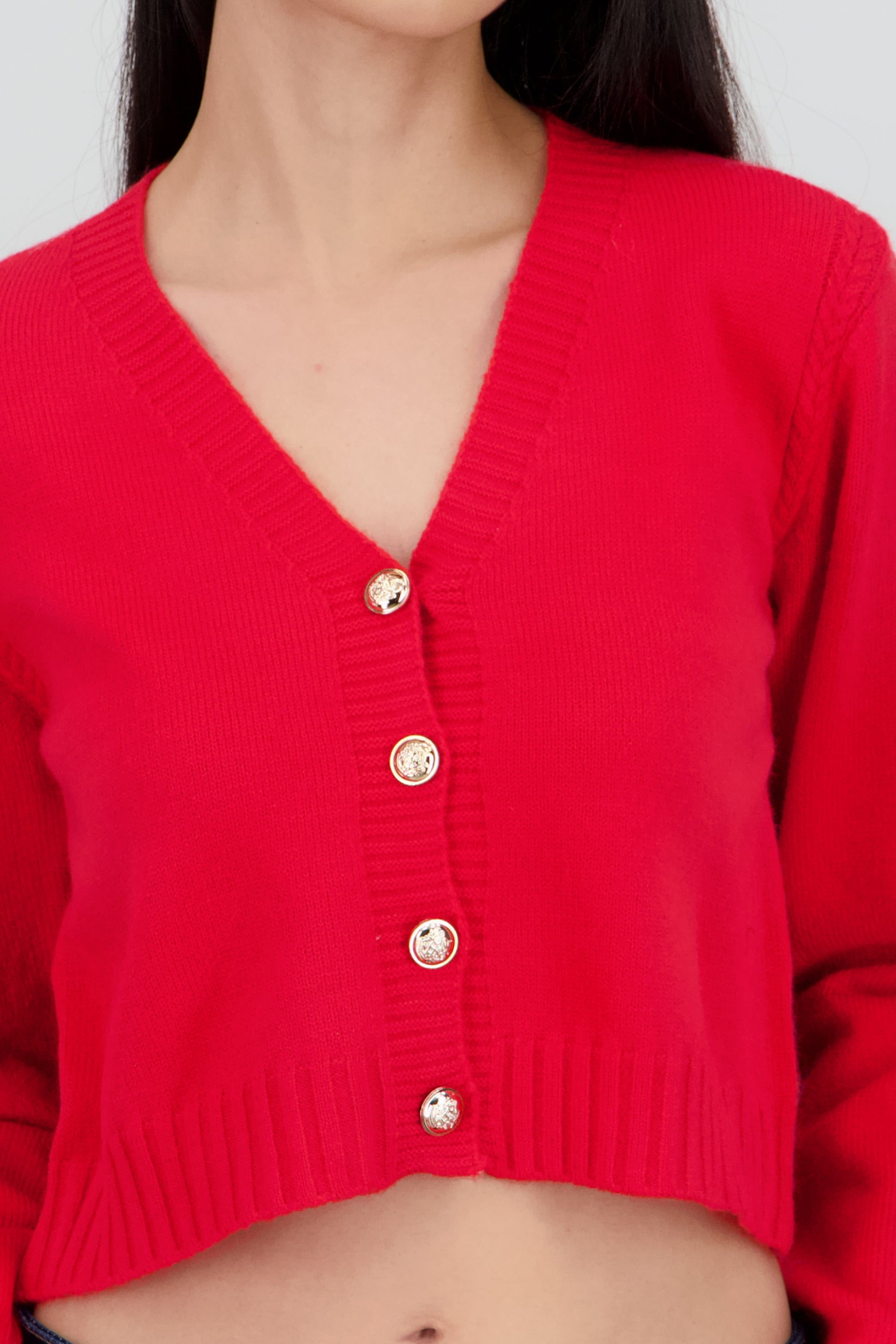 Cardigan tejido con botones ROJO