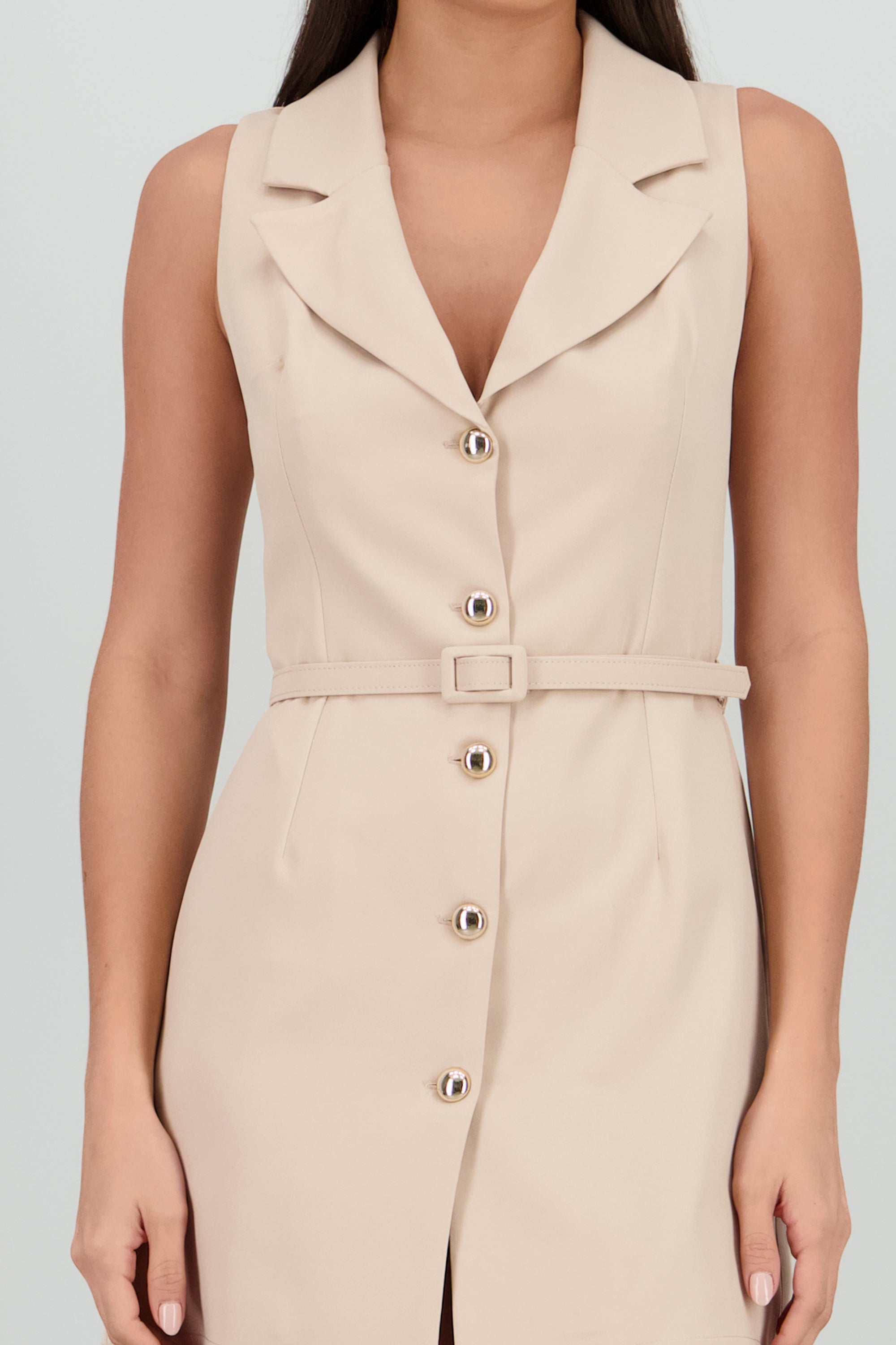 Vestido chaleco corto KHAKI