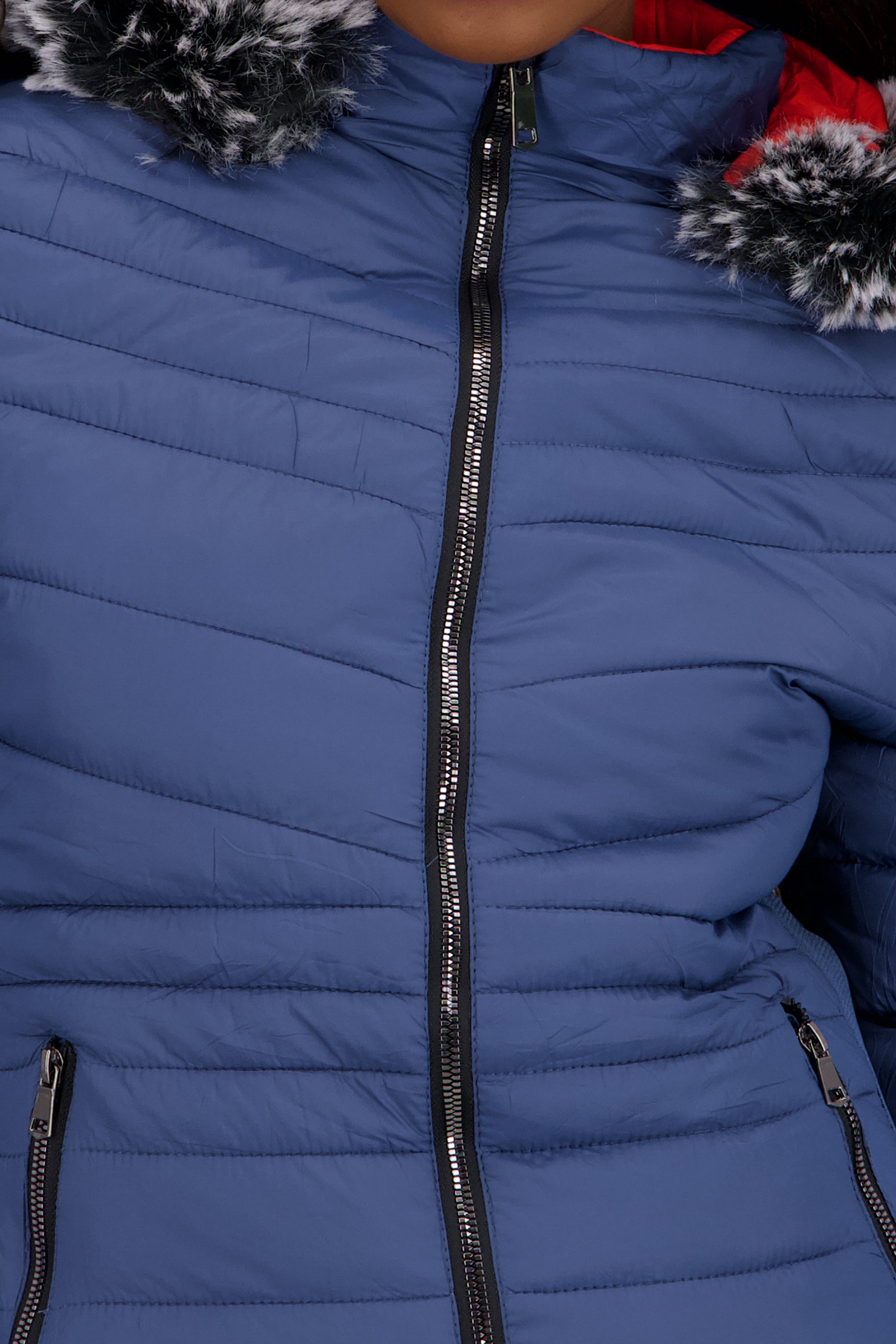 Chamarra capitonada det gorro a contraste AZUL