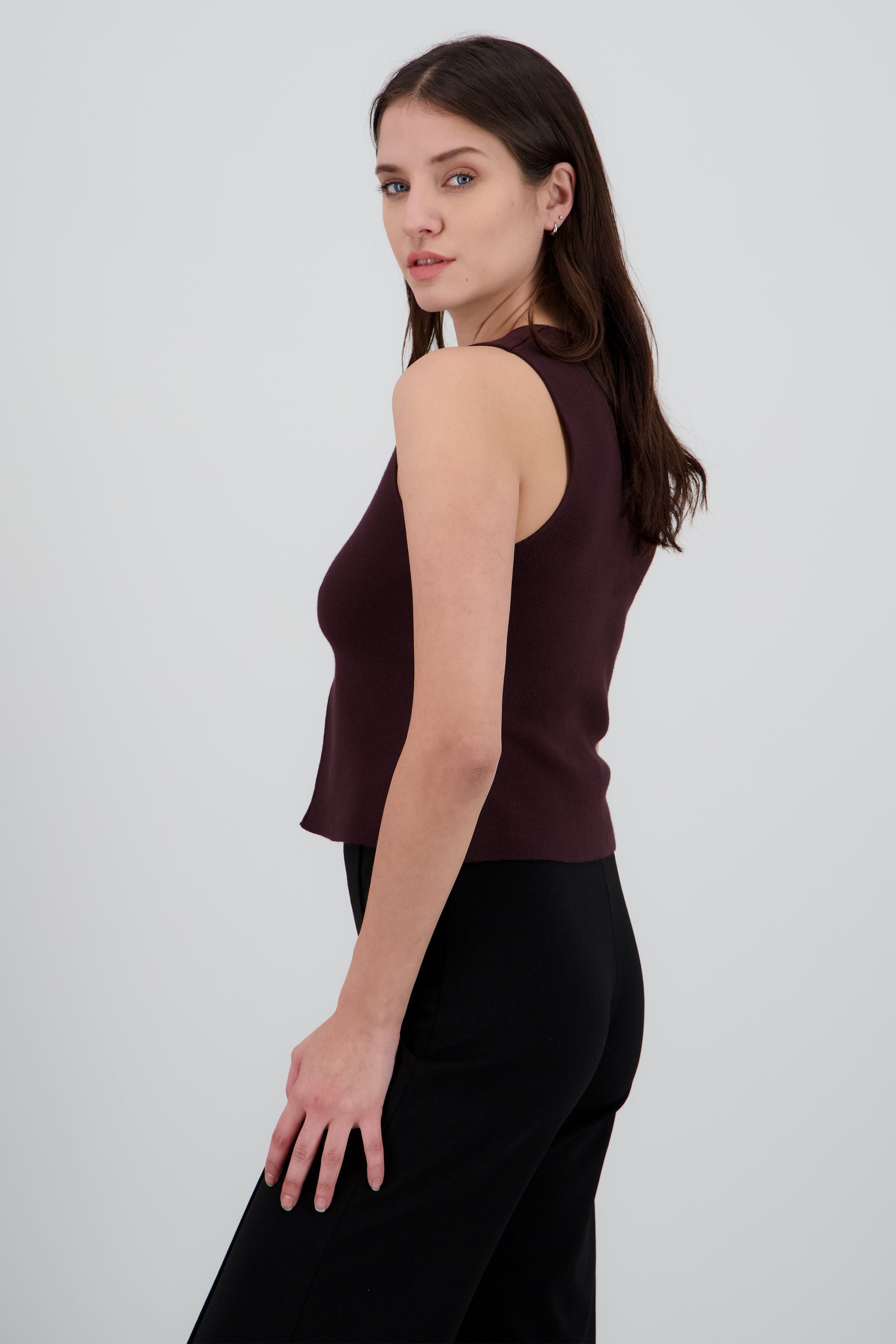 Chaleco tejido de punto liso CAFE