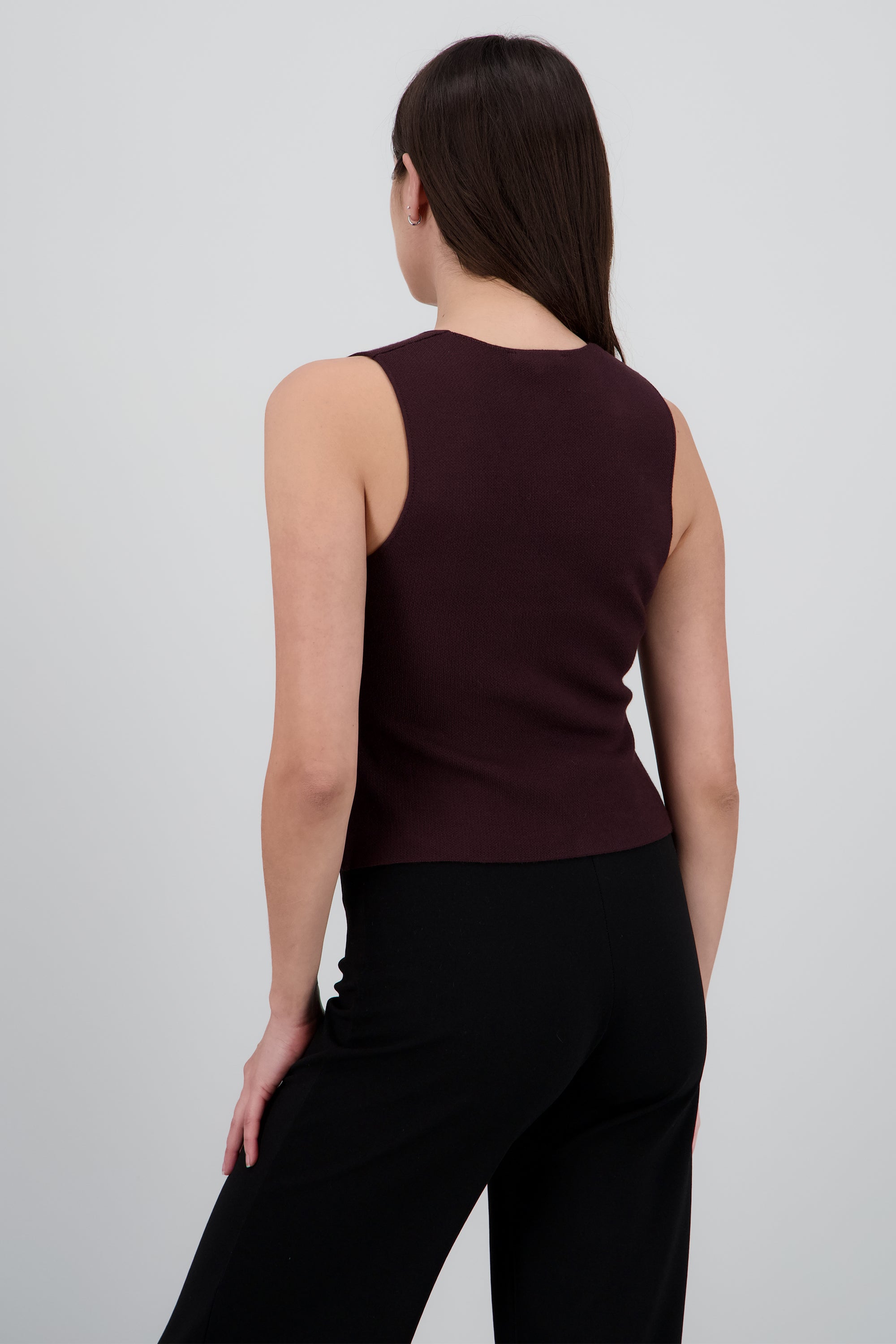 Chaleco tejido de punto liso CAFE