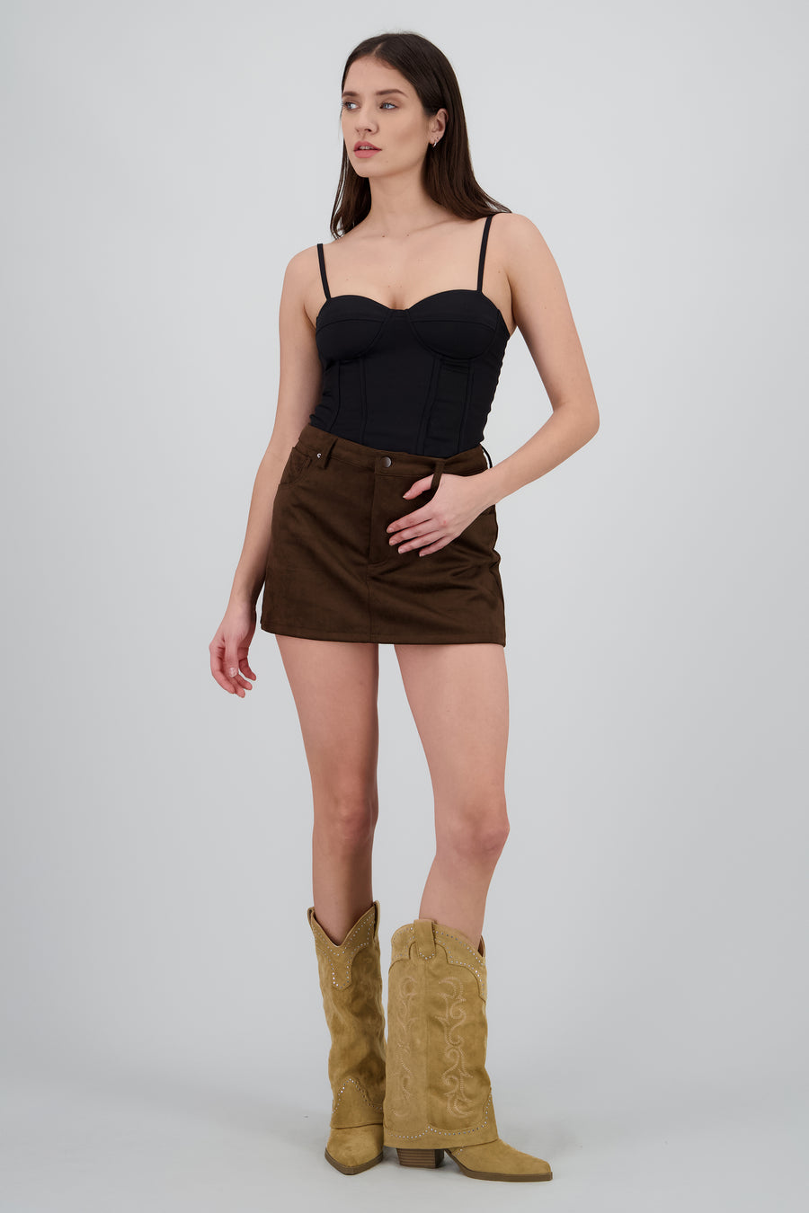 Falda short mini suede