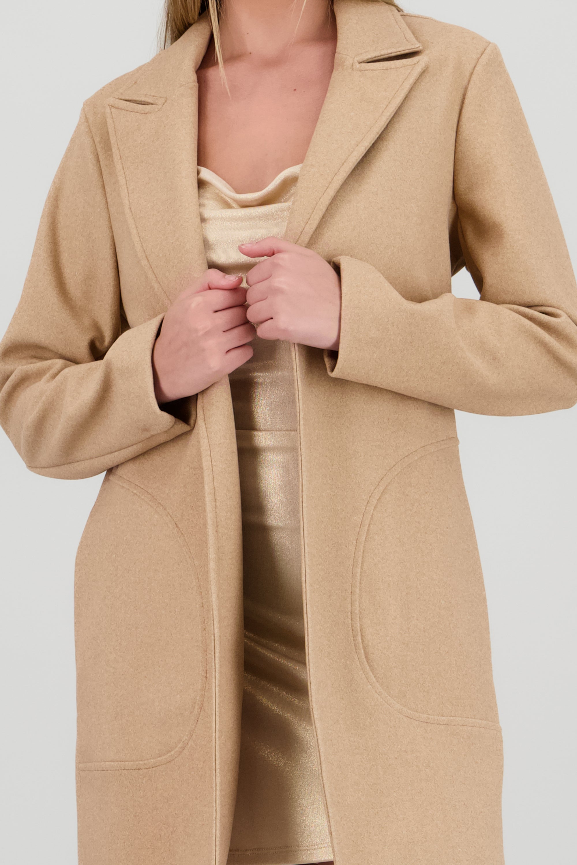 Abrigo largo liso KHAKI