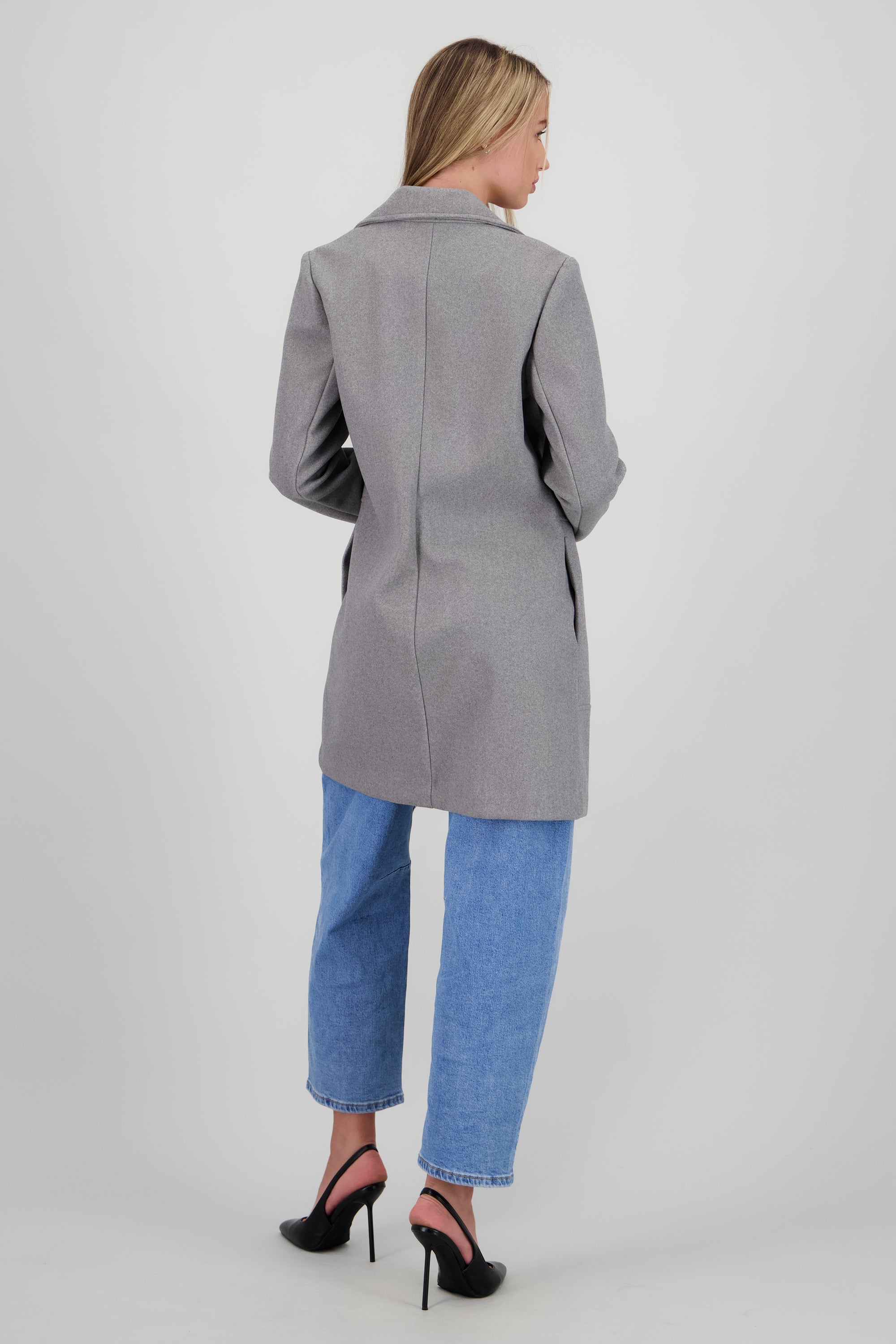 Abrigo largo liso GRIS JASPE