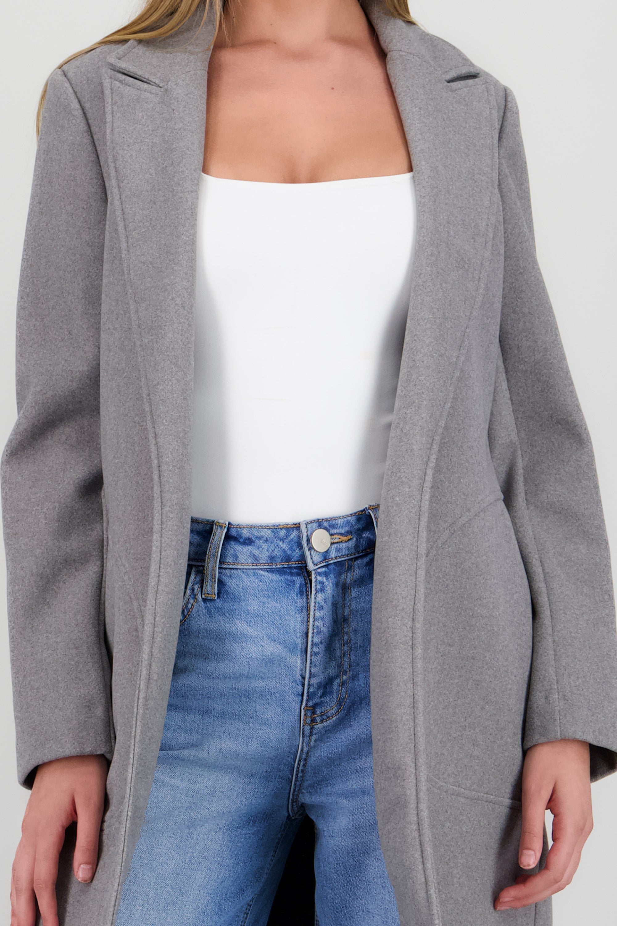 Abrigo largo liso GRIS JASPE