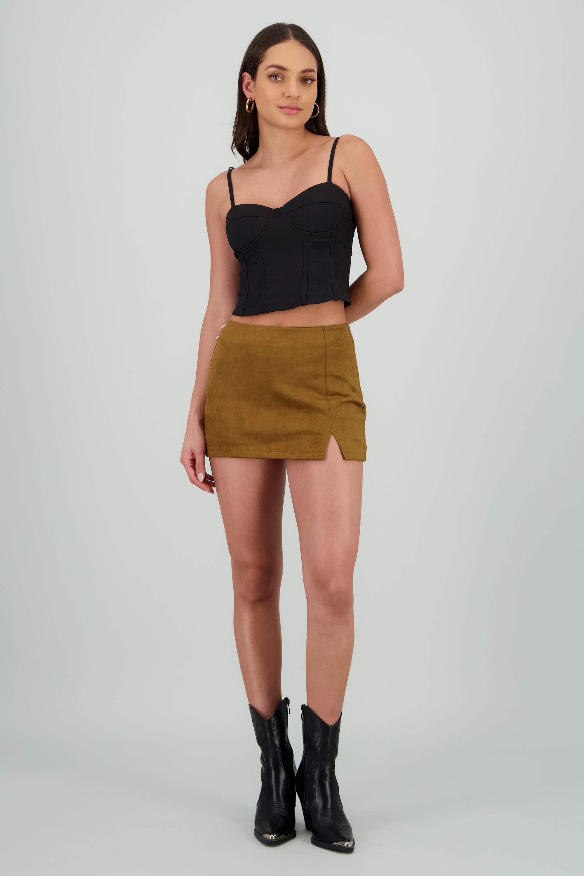 Falda mini suede lisa CAMELLO
