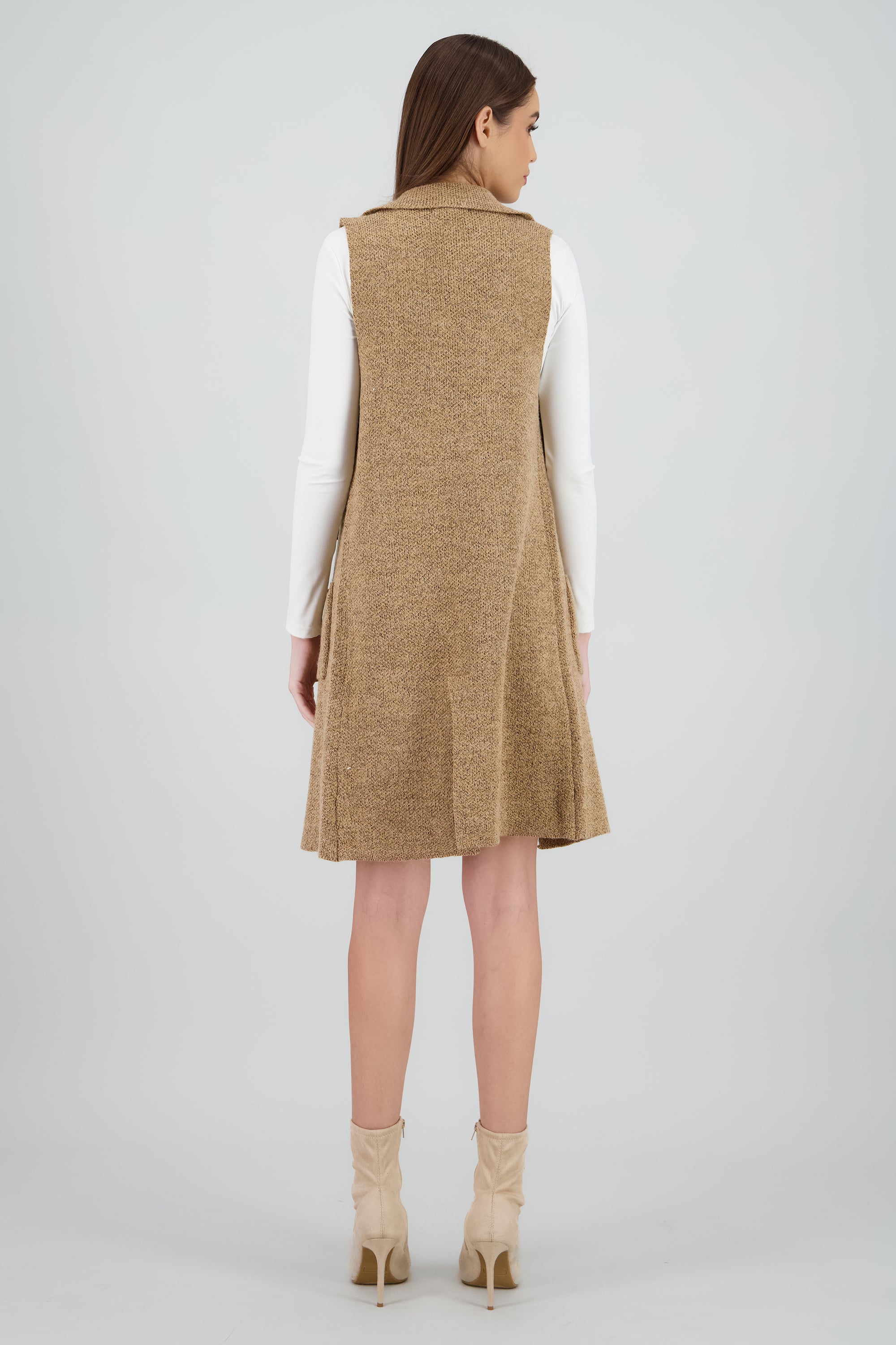 Chaleco tejido maxi botones CAMELLO