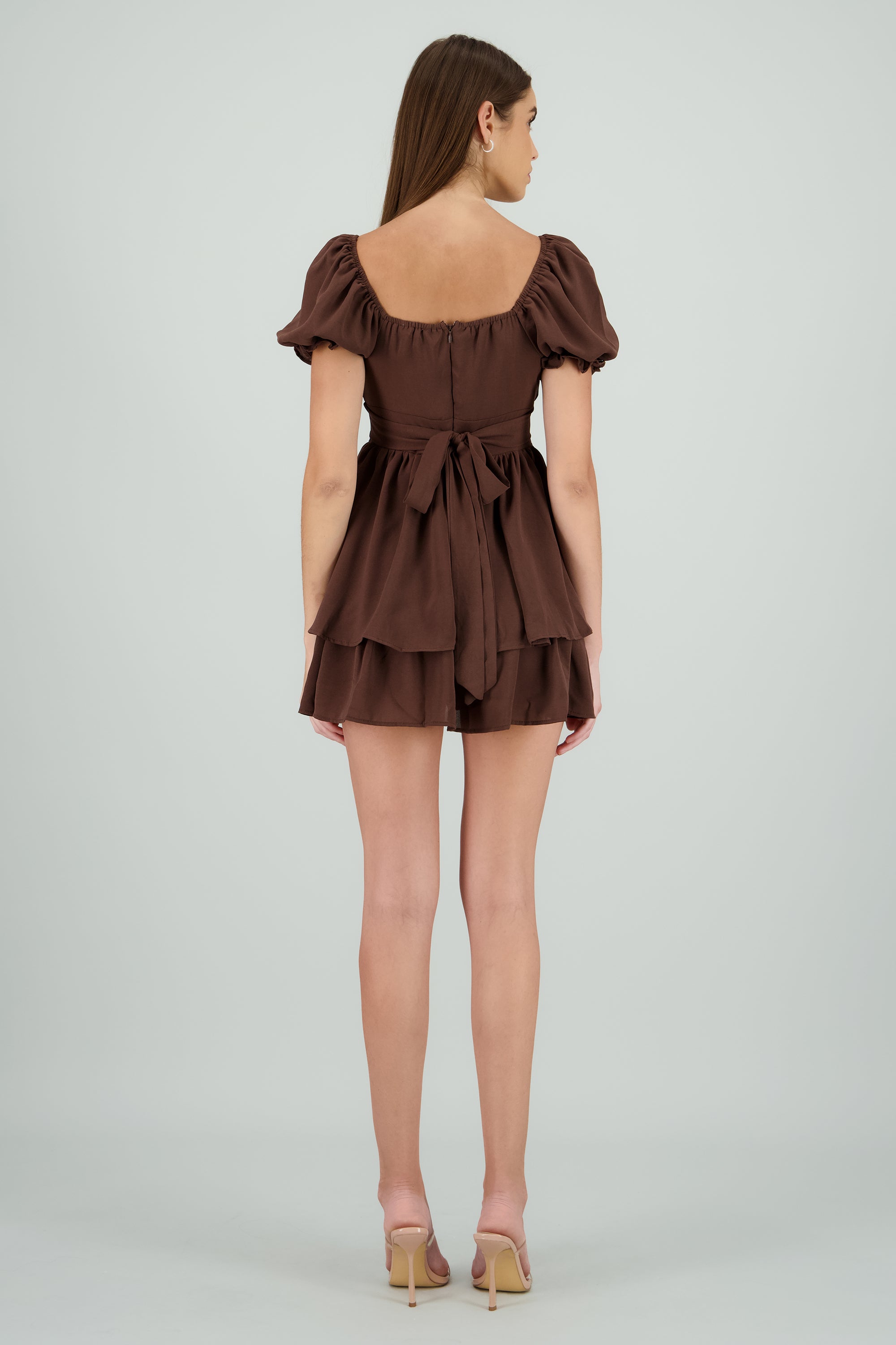 Vestido con olanes CHOCOLATE