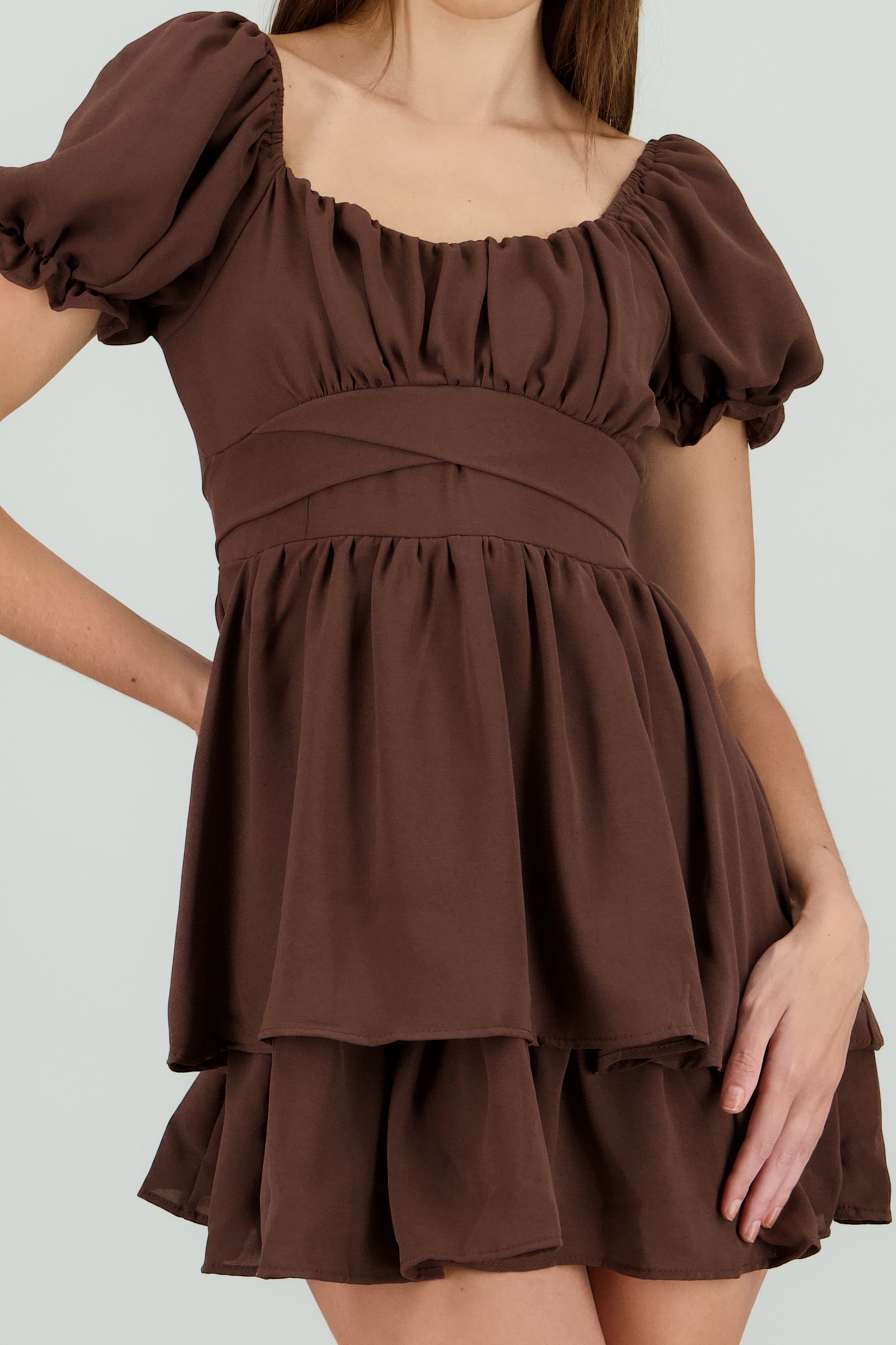 Vestido con olanes CHOCOLATE