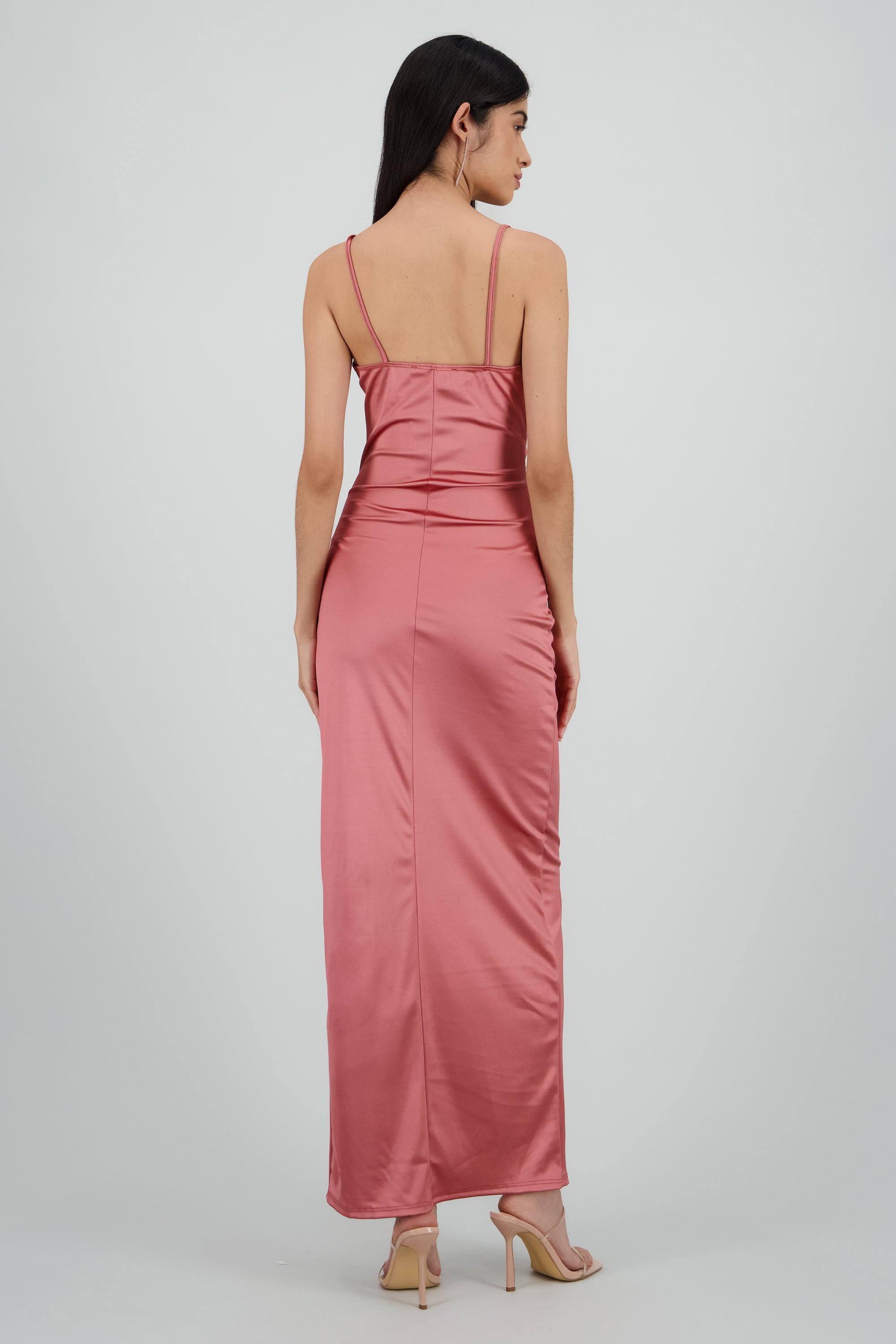 Vestido satinado midi MARSALA