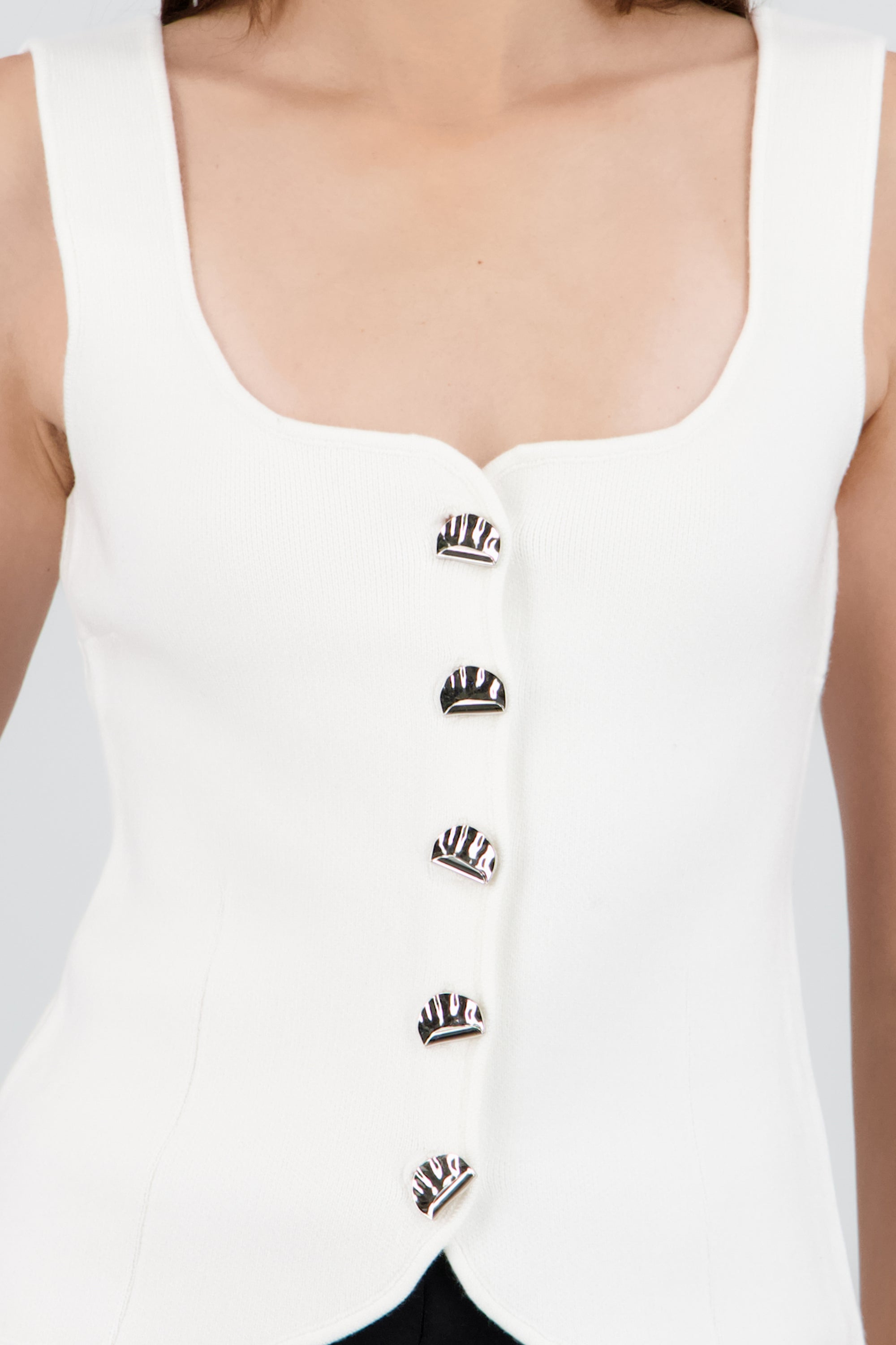 Chaleco detalle  botones liso BLANCO