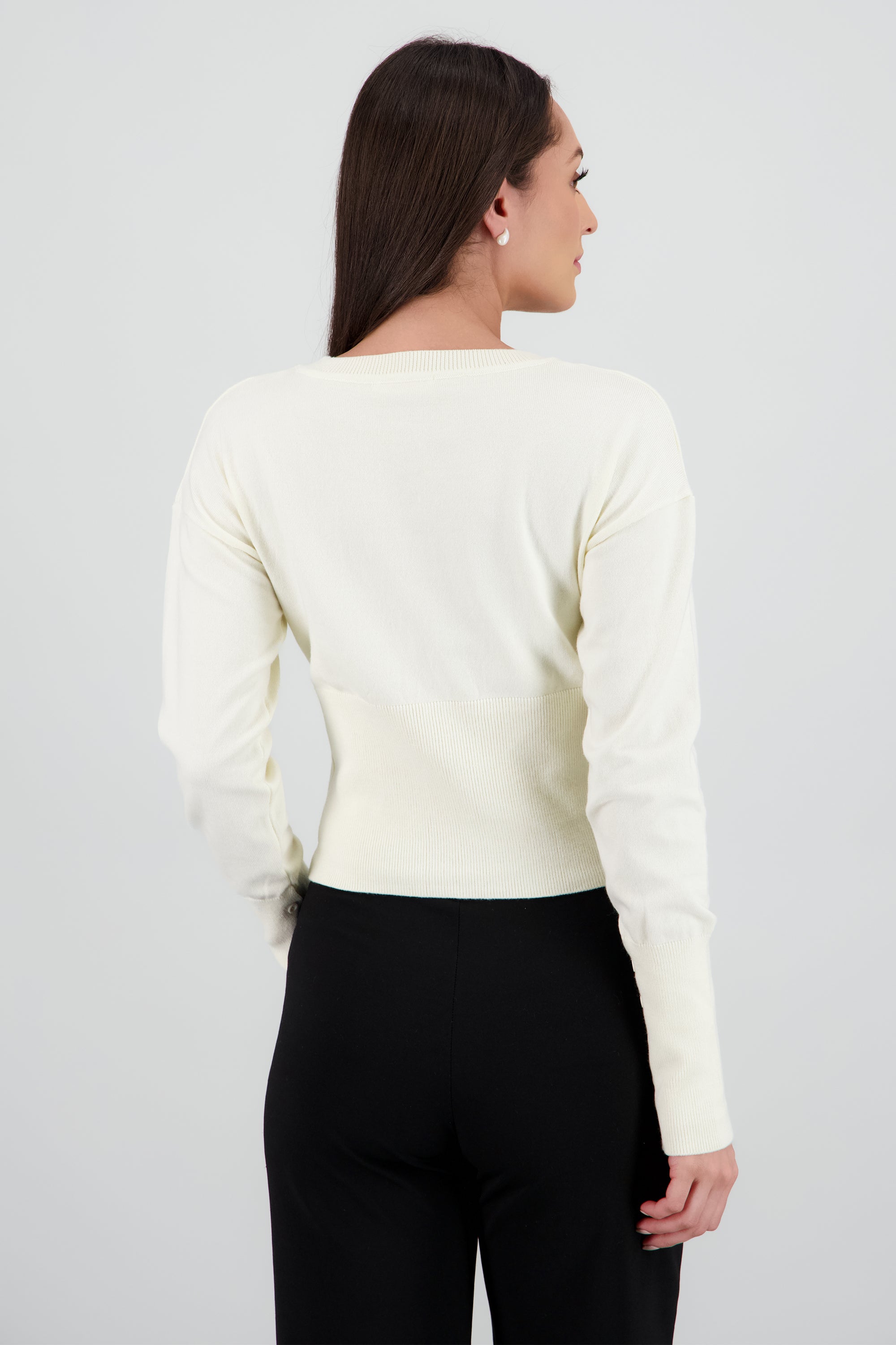 Cardigan con botones liso CREMA