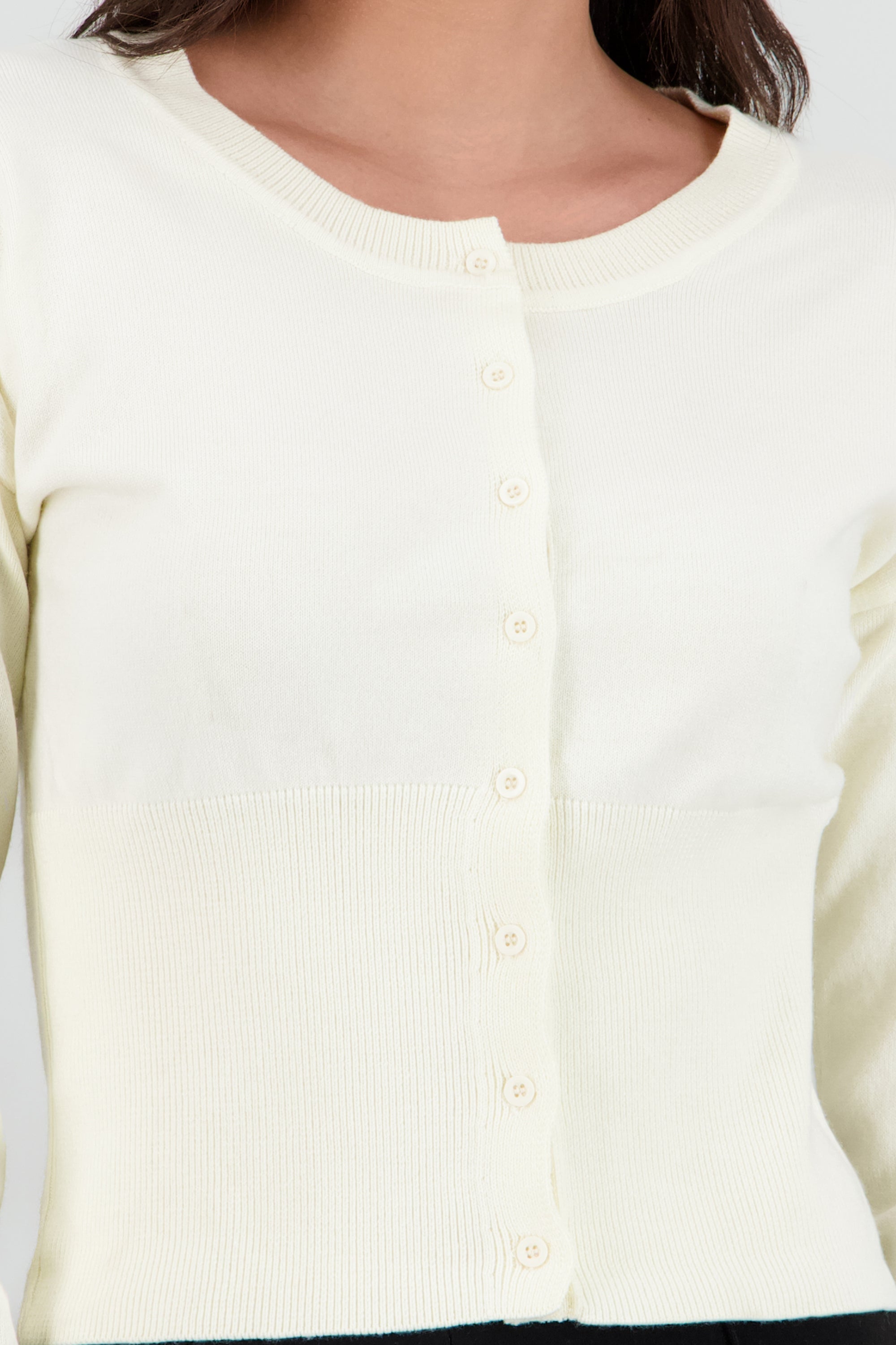 Cardigan con botones liso CREMA