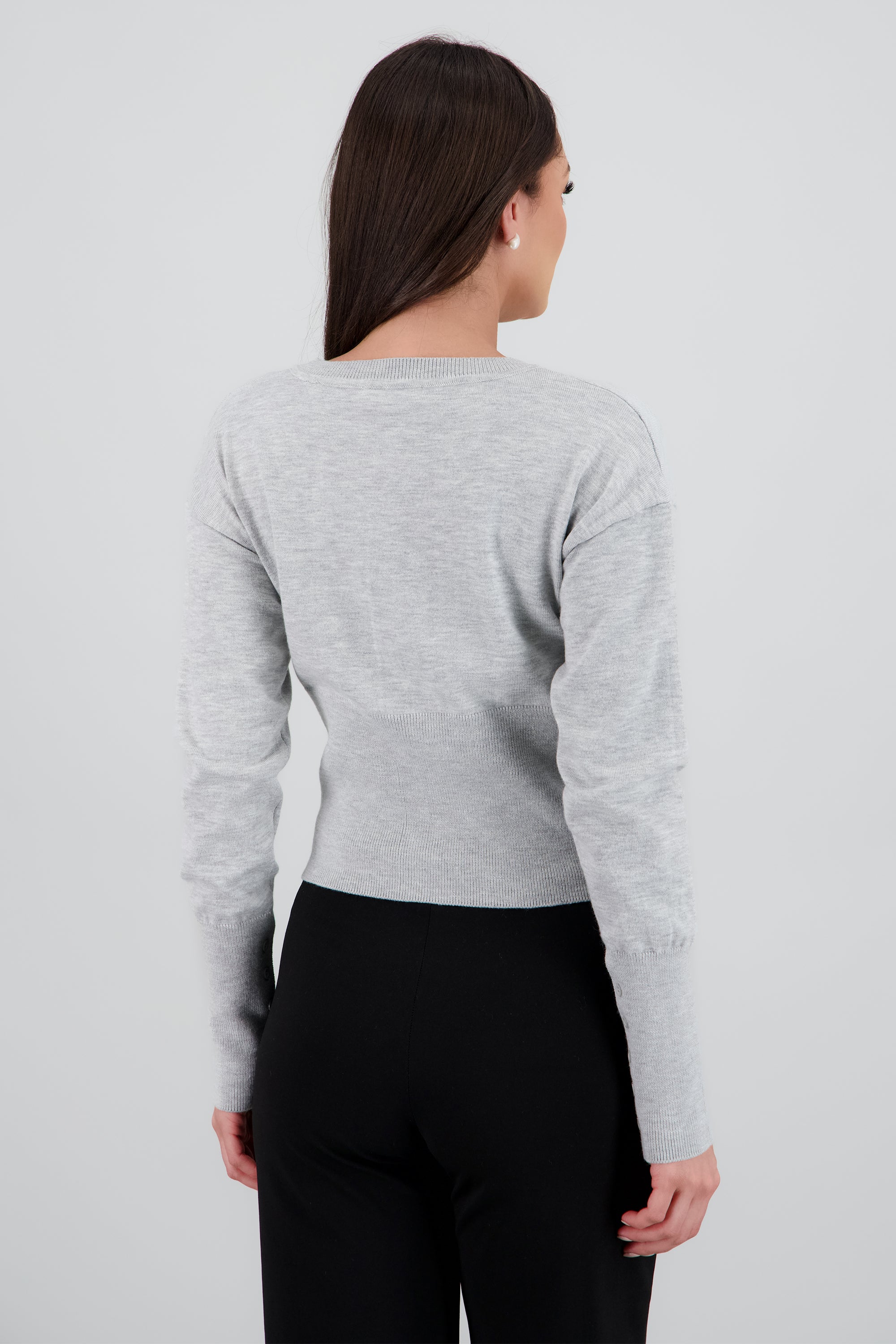 Cardigan con botones liso GRIS