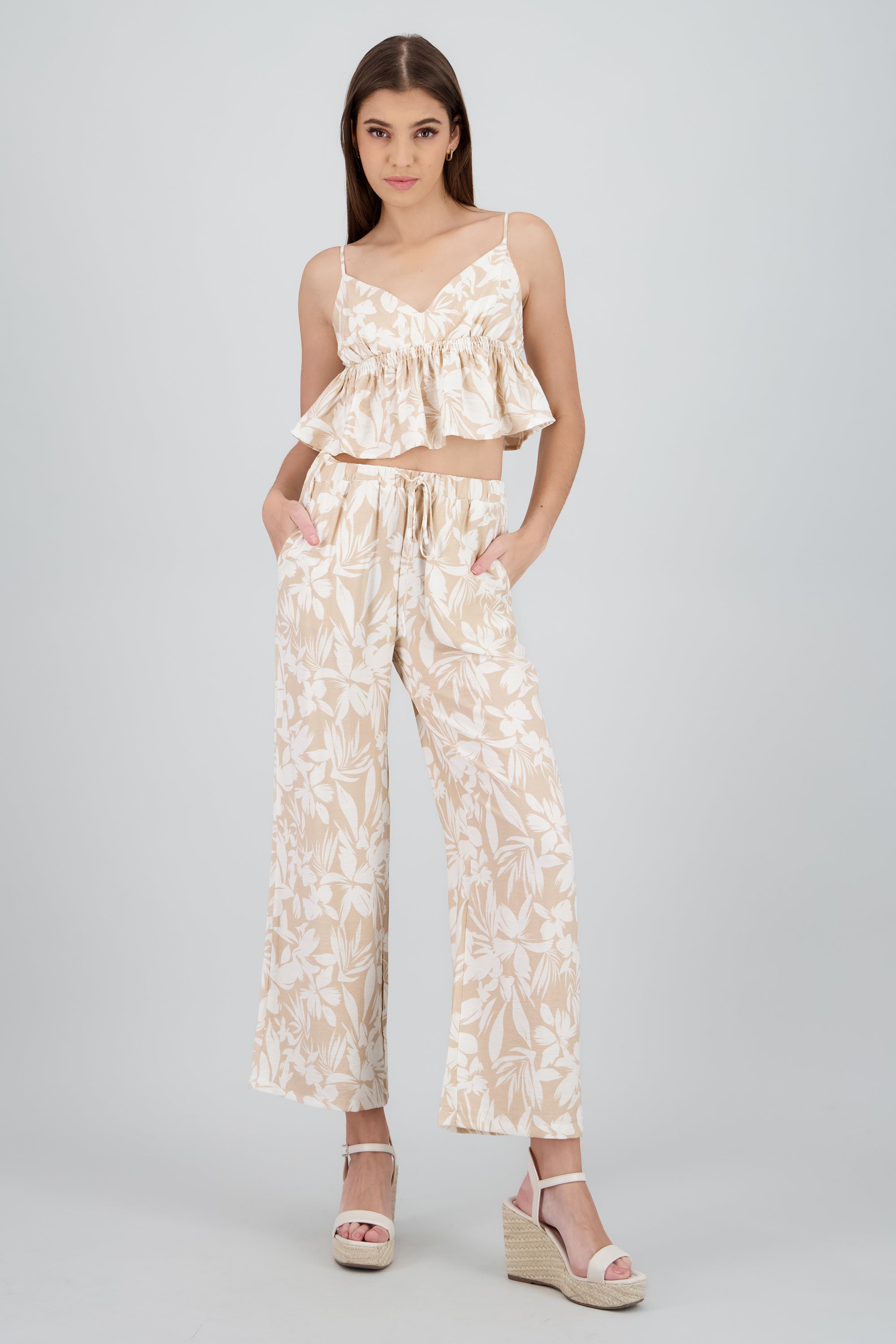 Pantalon amplio estampado KHAKI COMBO