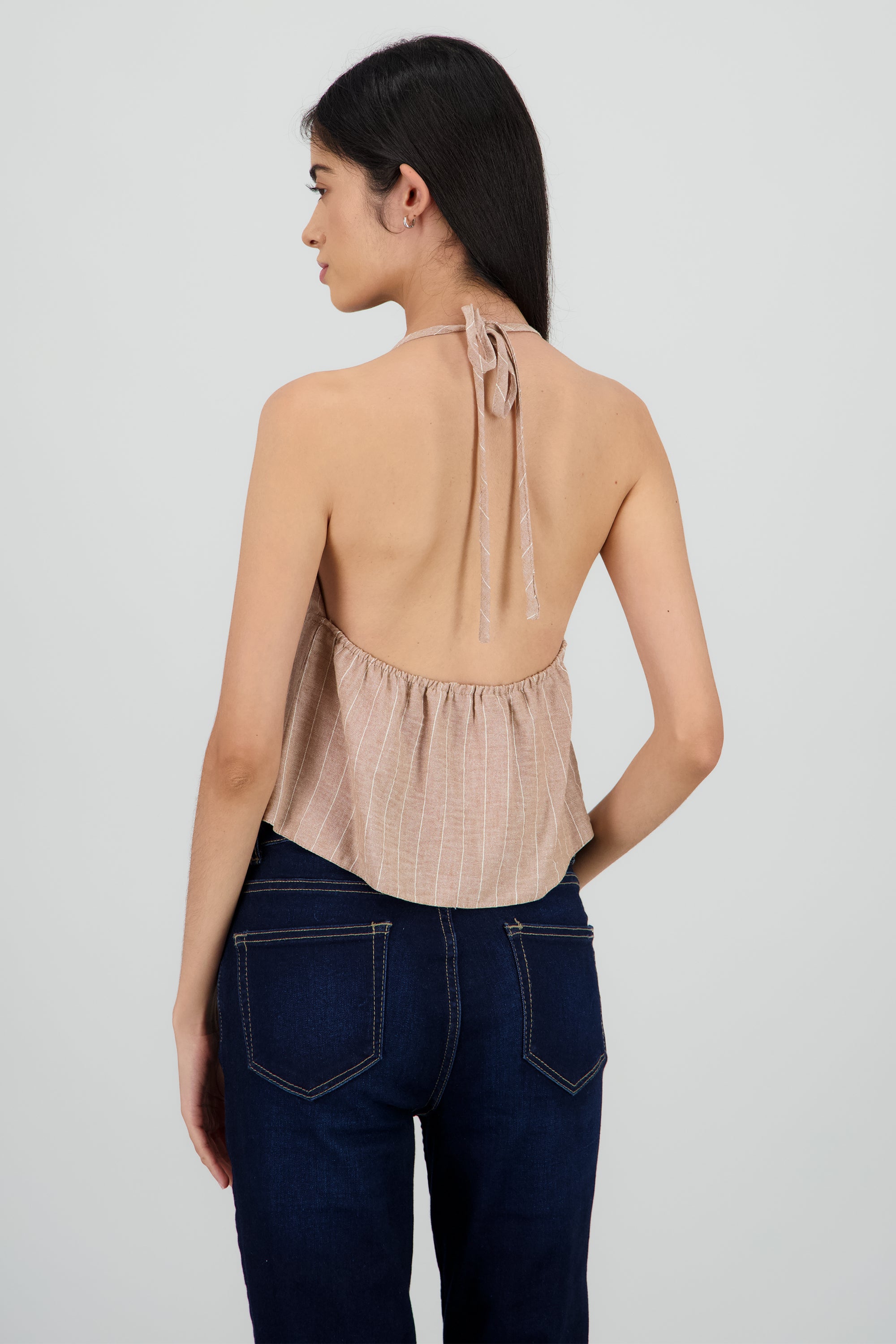 Top rayas det moño BEIGE