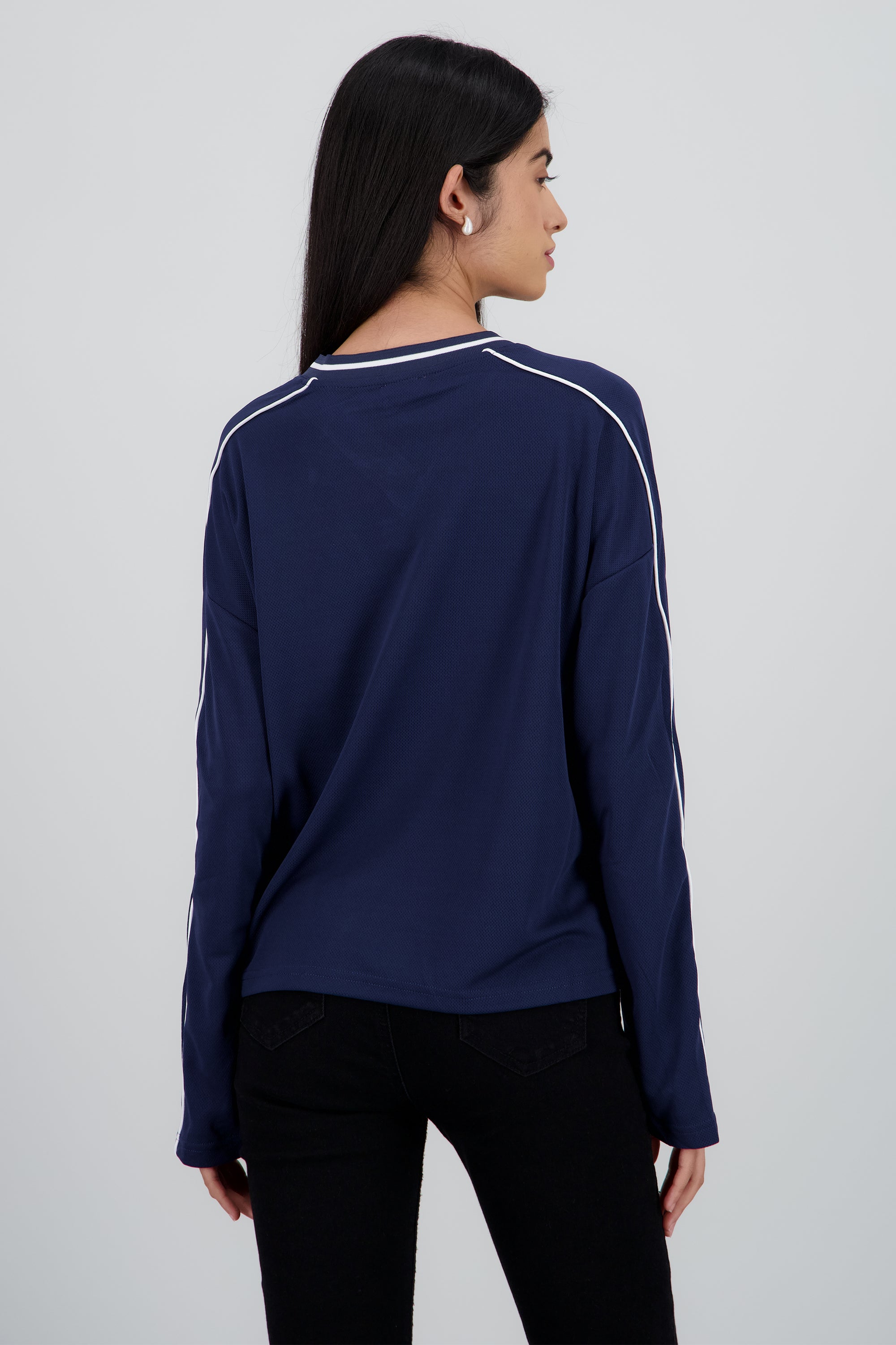 Playera tipo jersey contraste manga larga MARINO