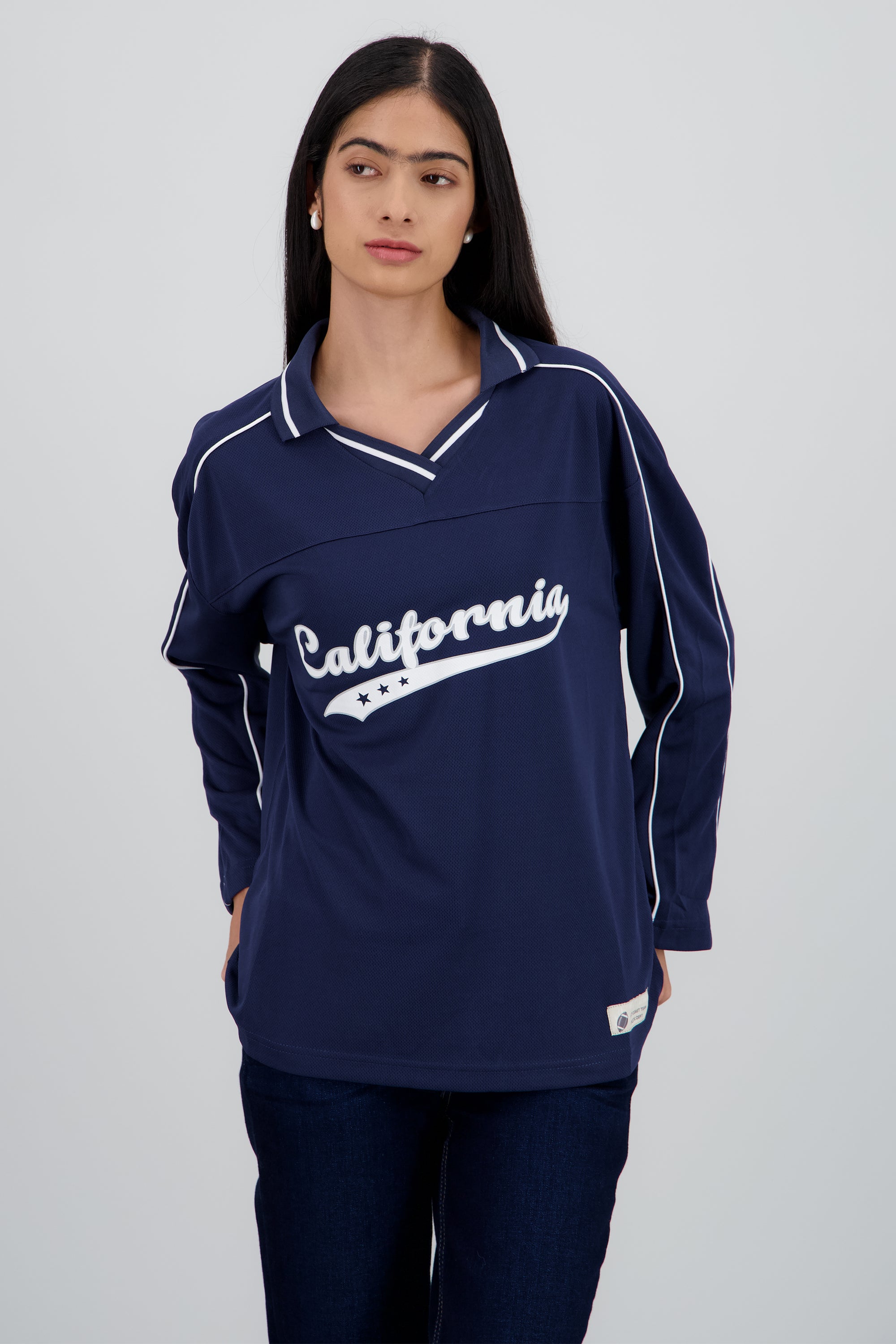 Playera tipo jersey California manga larga MARINO