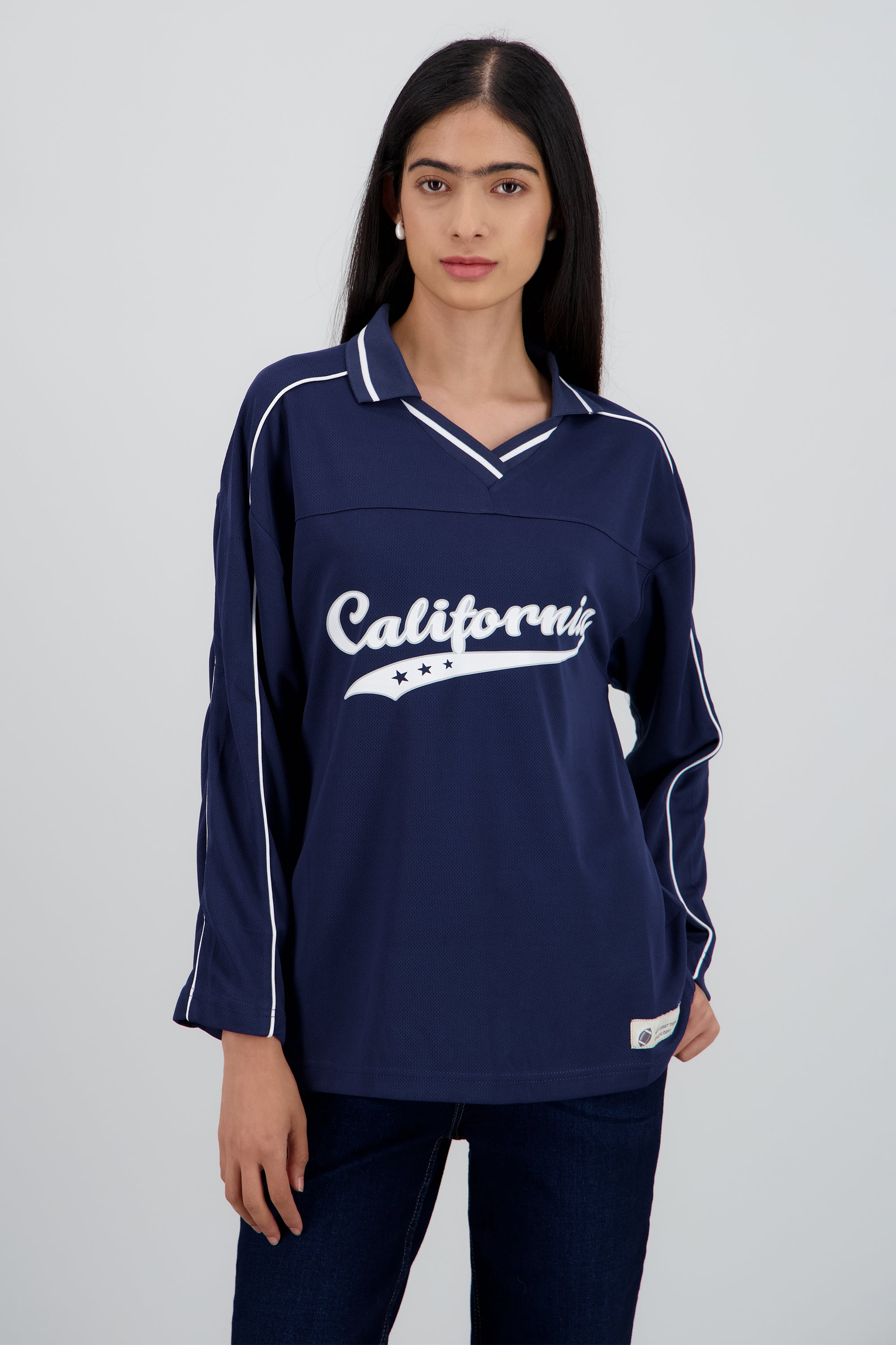 Playera tipo jersey California manga larga MARINO