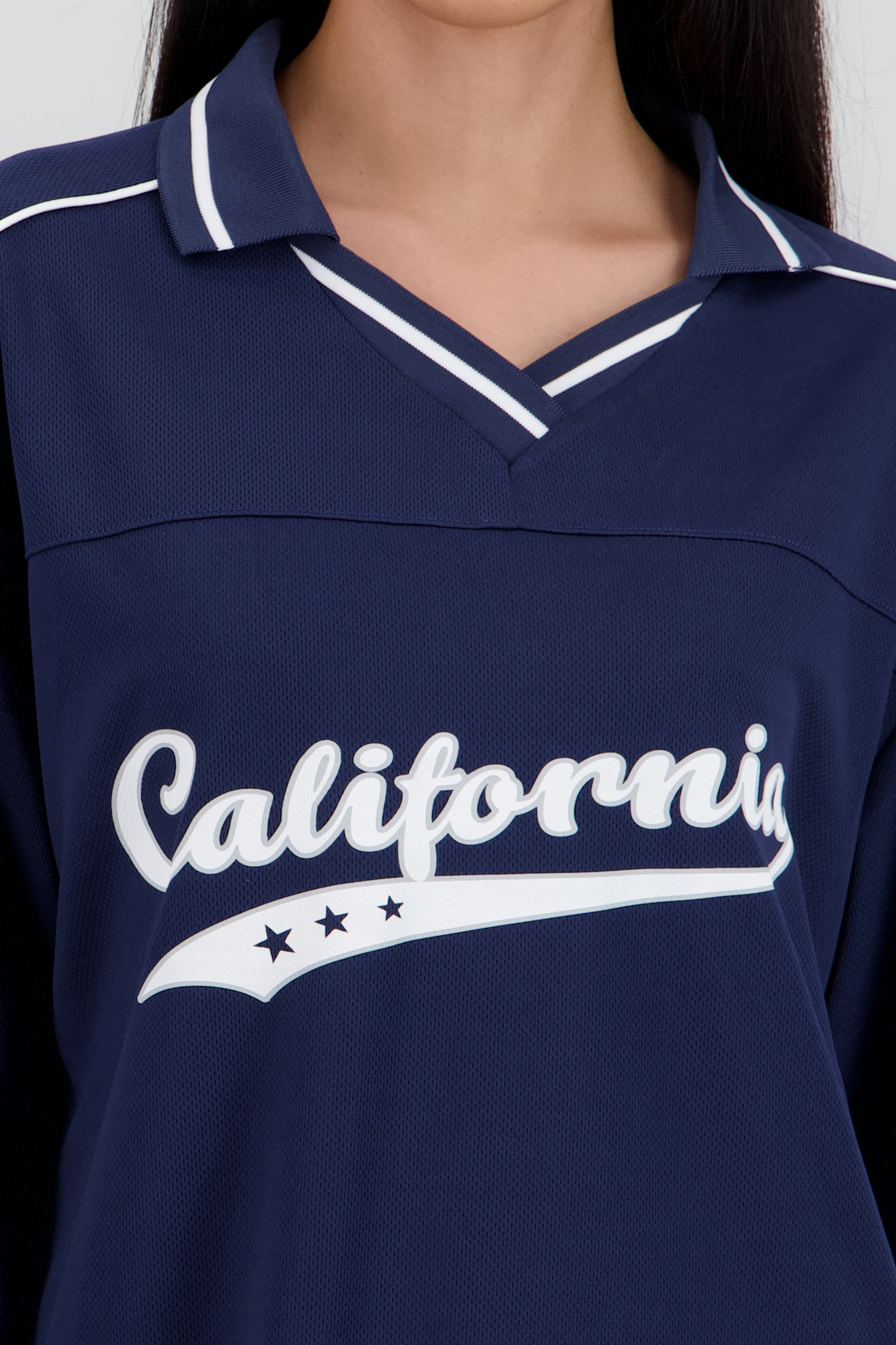 Playera tipo jersey California manga larga MARINO