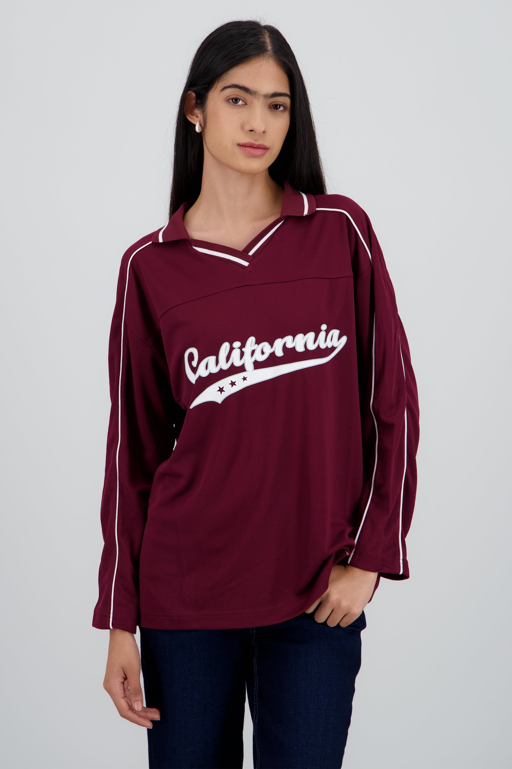 Playera tipo jersey California manga larga VINO