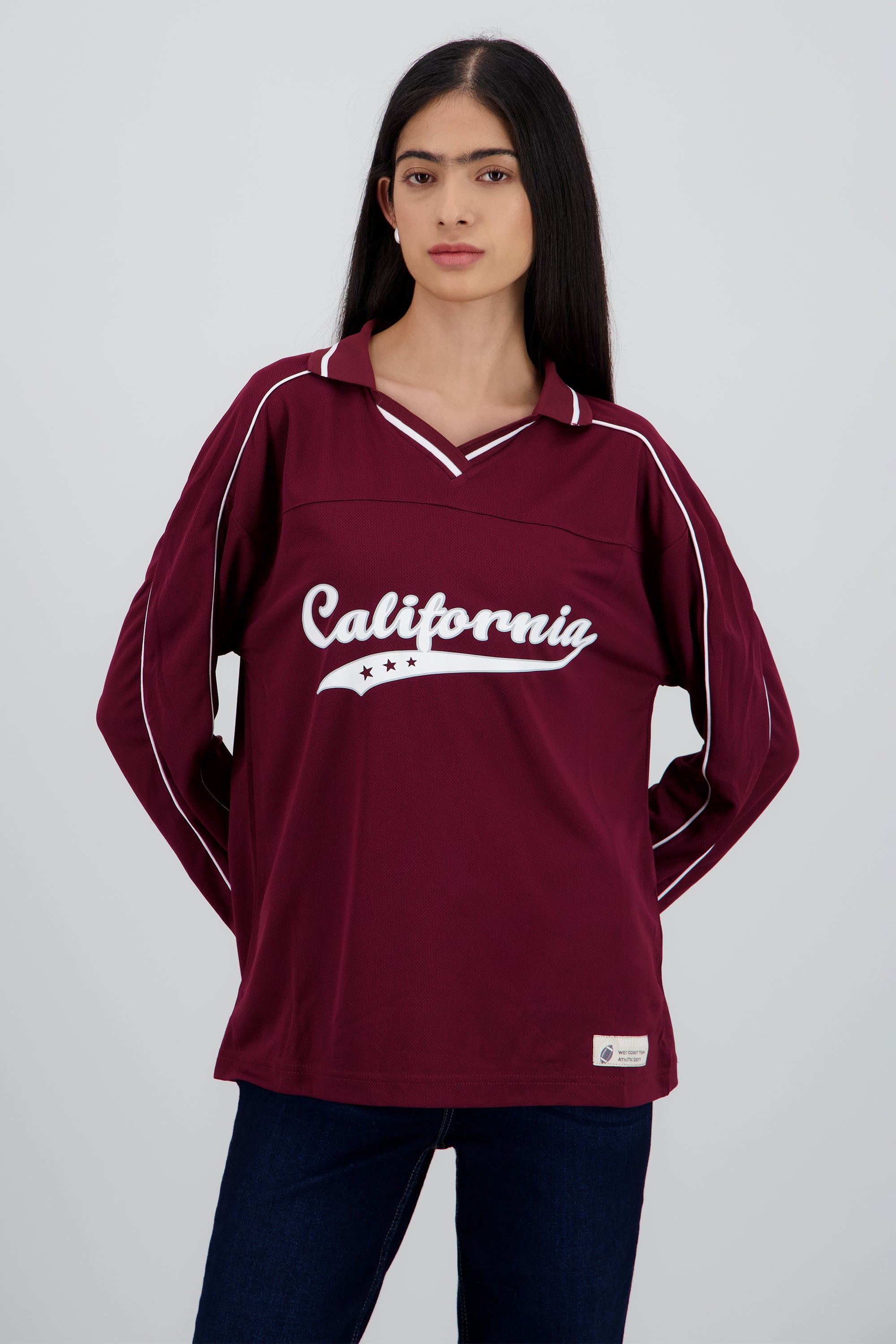 Playera tipo jersey California manga larga VINO