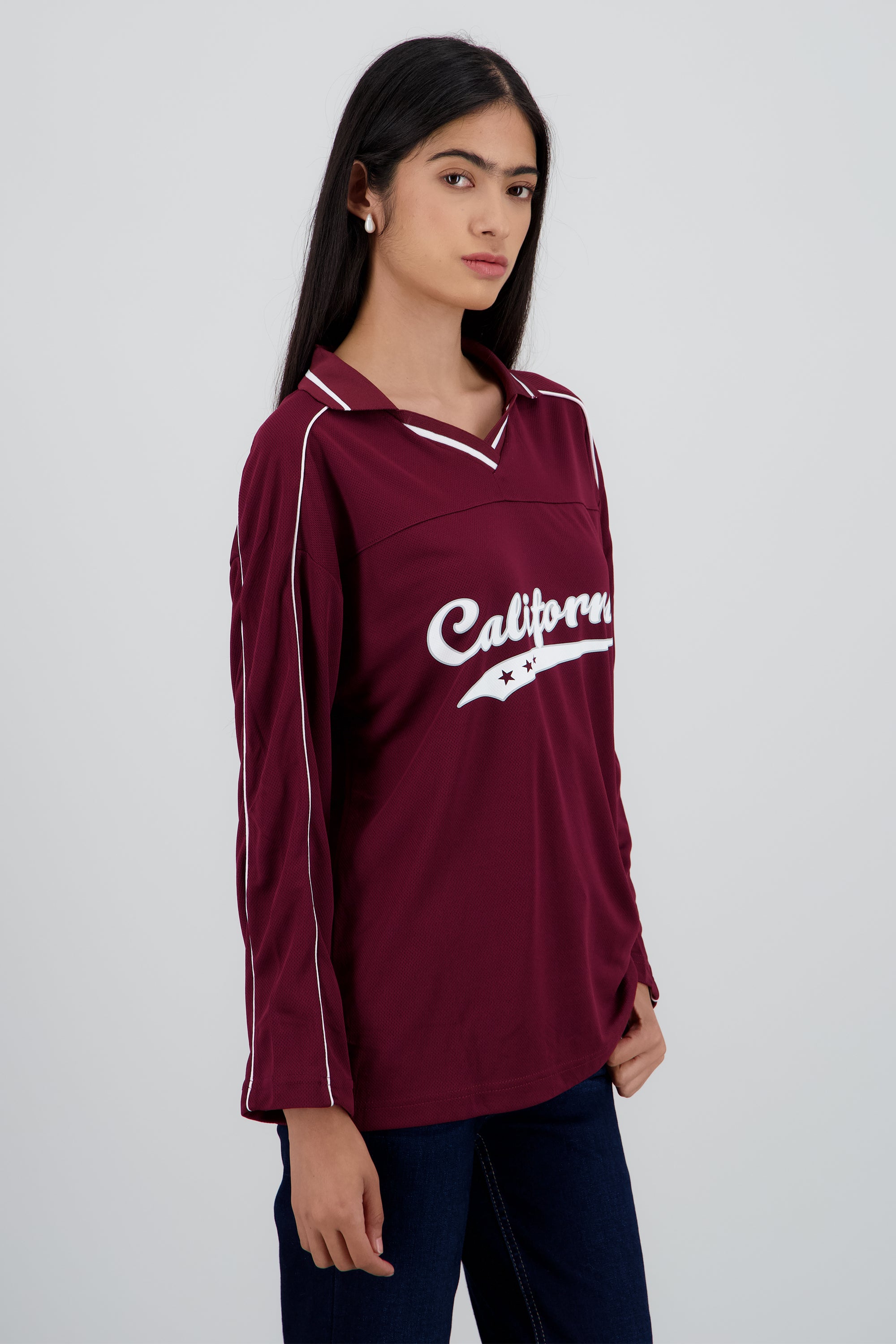Playera tipo jersey California manga larga VINO