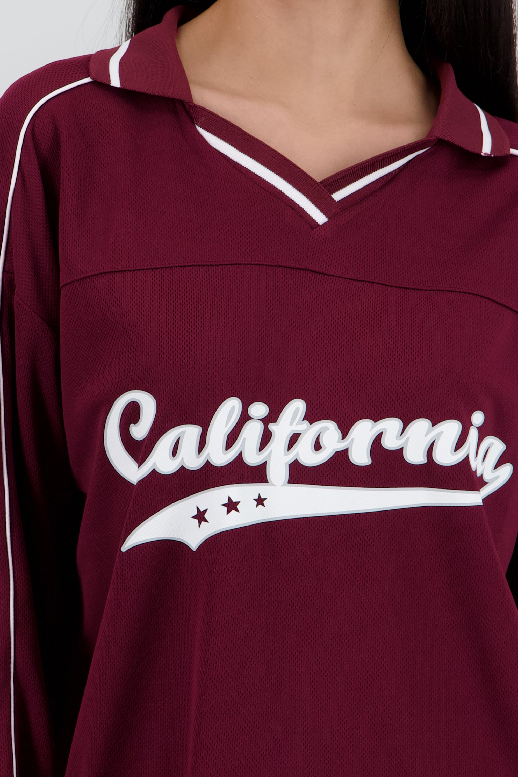 Playera tipo jersey California manga larga VINO