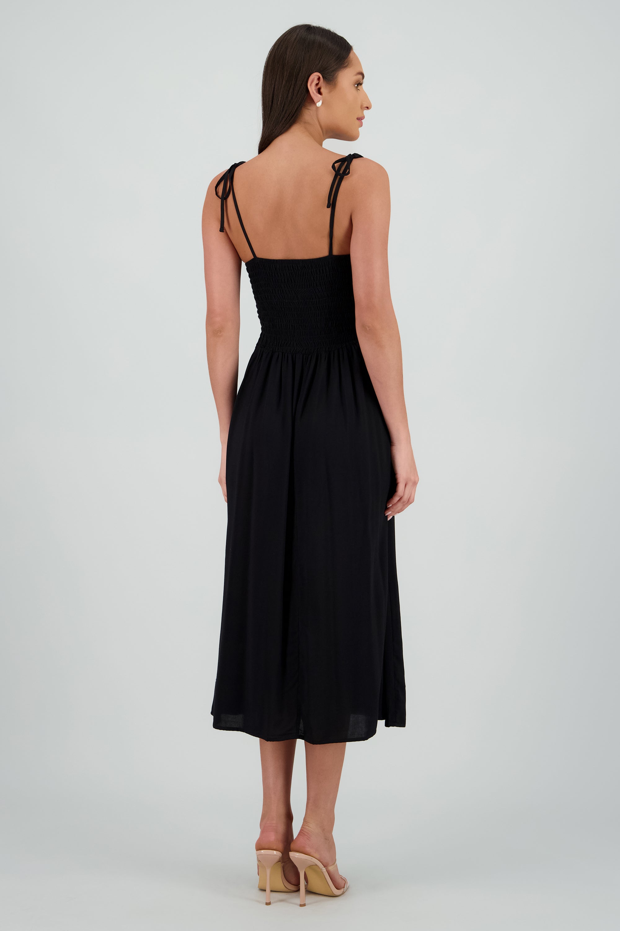 Vestido midi det moños NEGRO