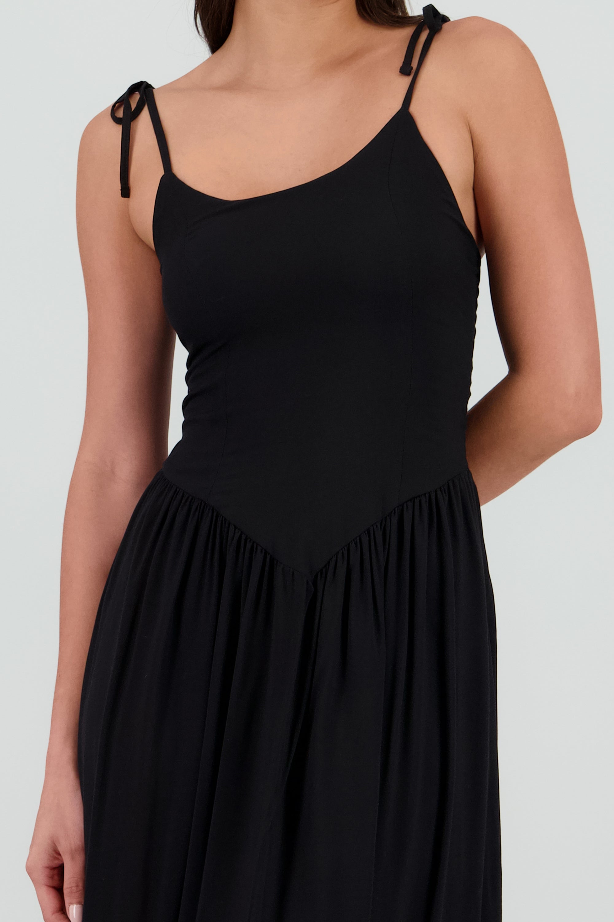 Vestido midi det moños NEGRO