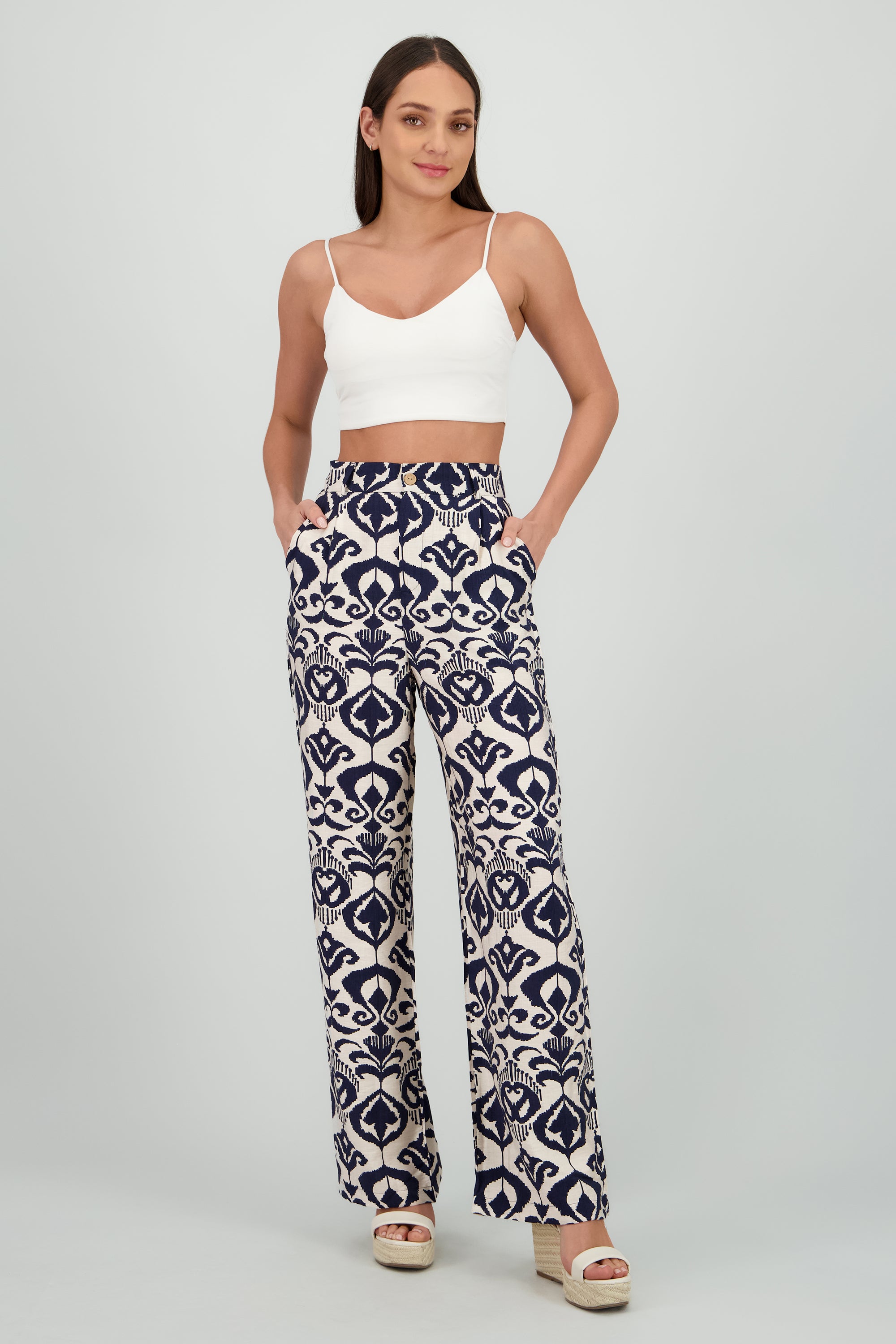 Pantalon con estampado y pinzas MARINO COMBO