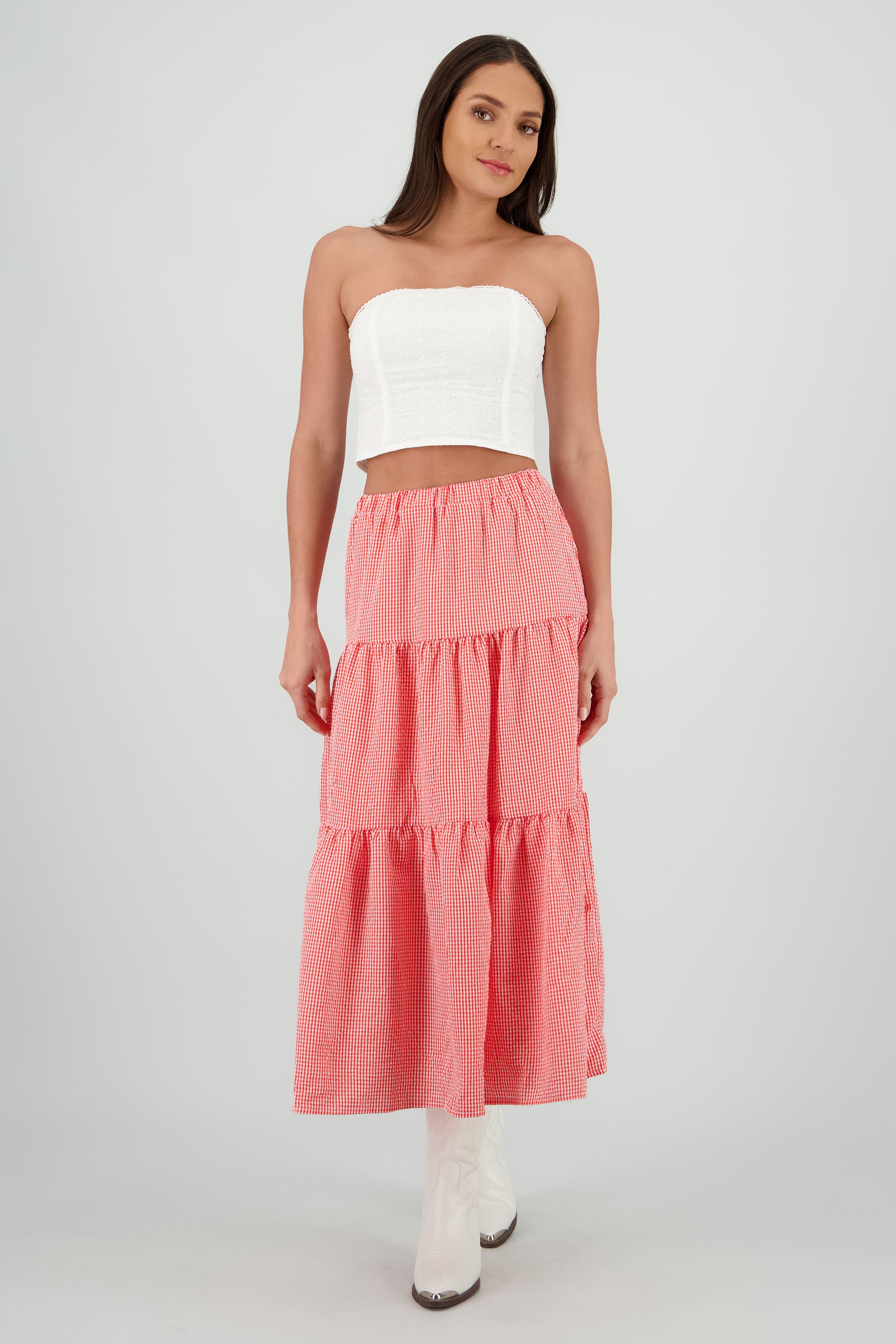 Falda midi resorte olanes ROJO