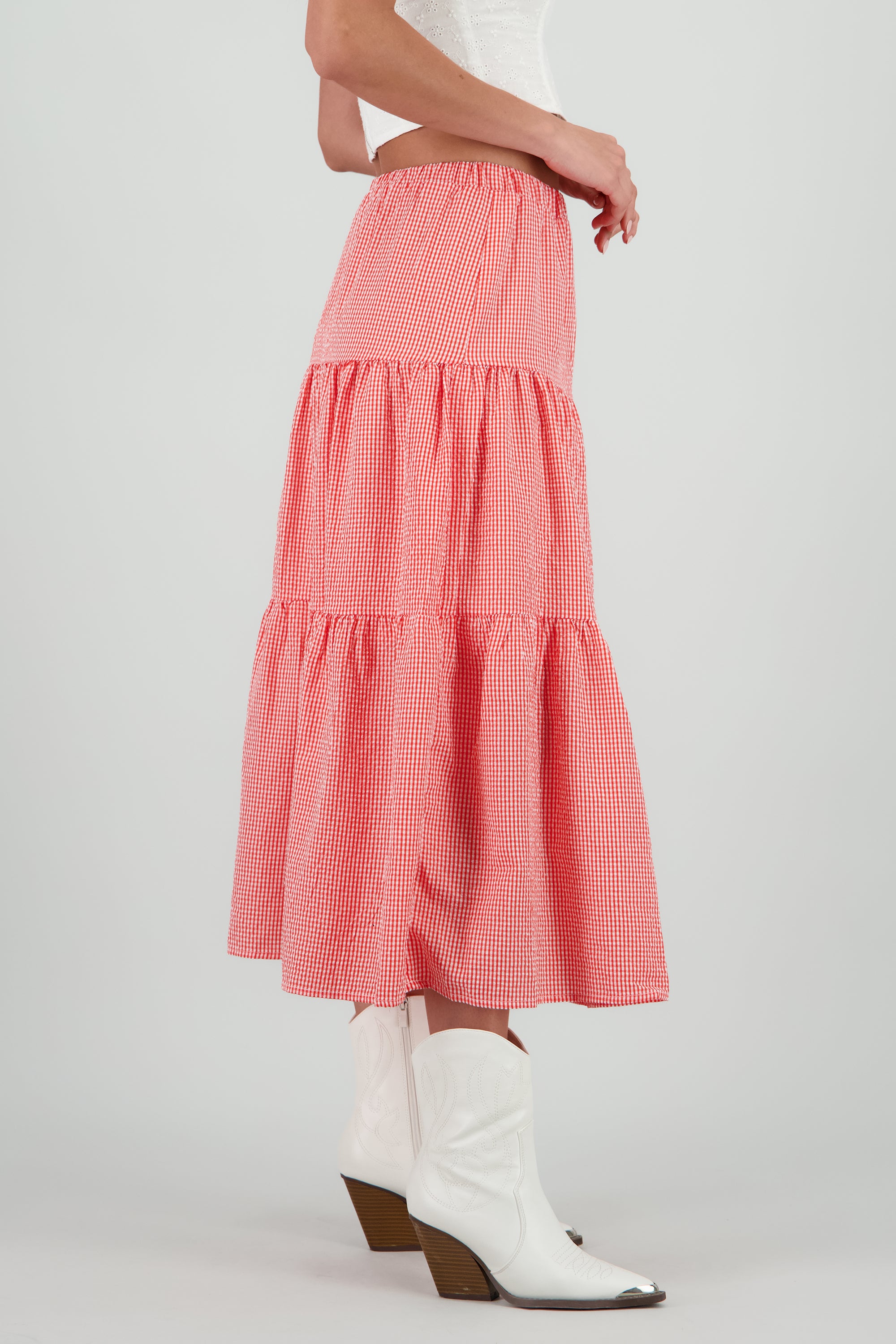 Falda midi resorte olanes ROJO