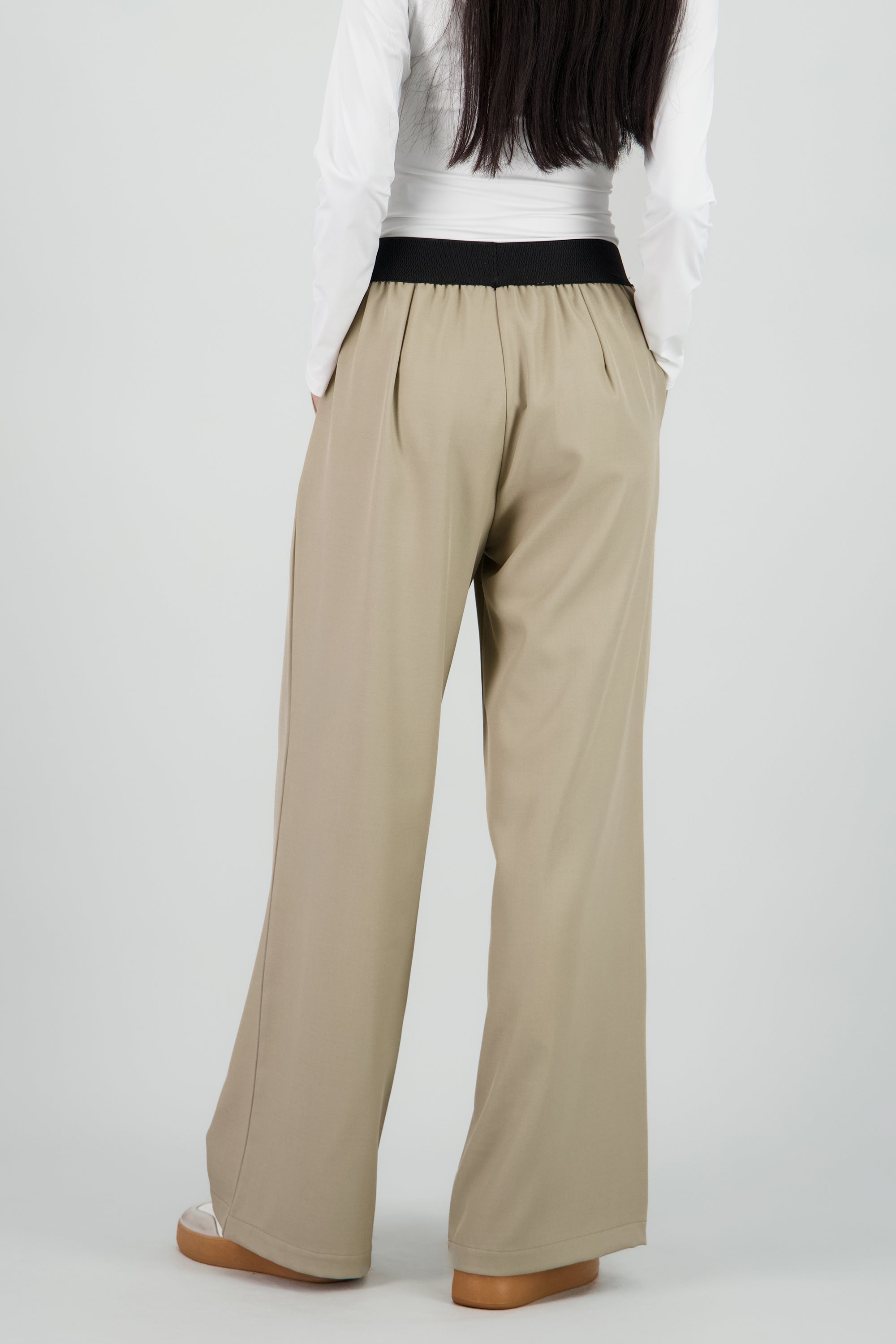 Pantalon amplio det resorte TAUPE