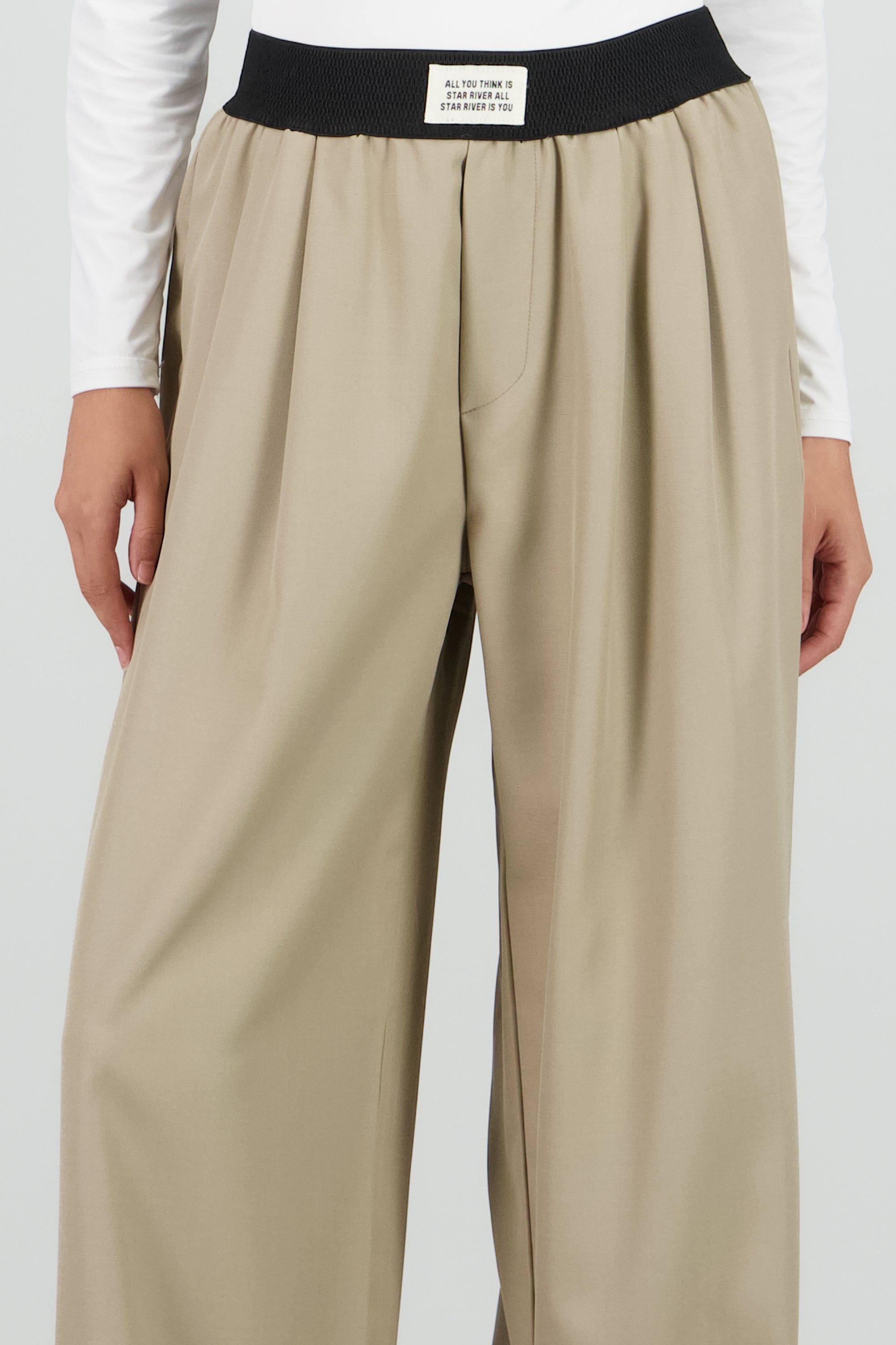 Pantalon amplio det resorte TAUPE