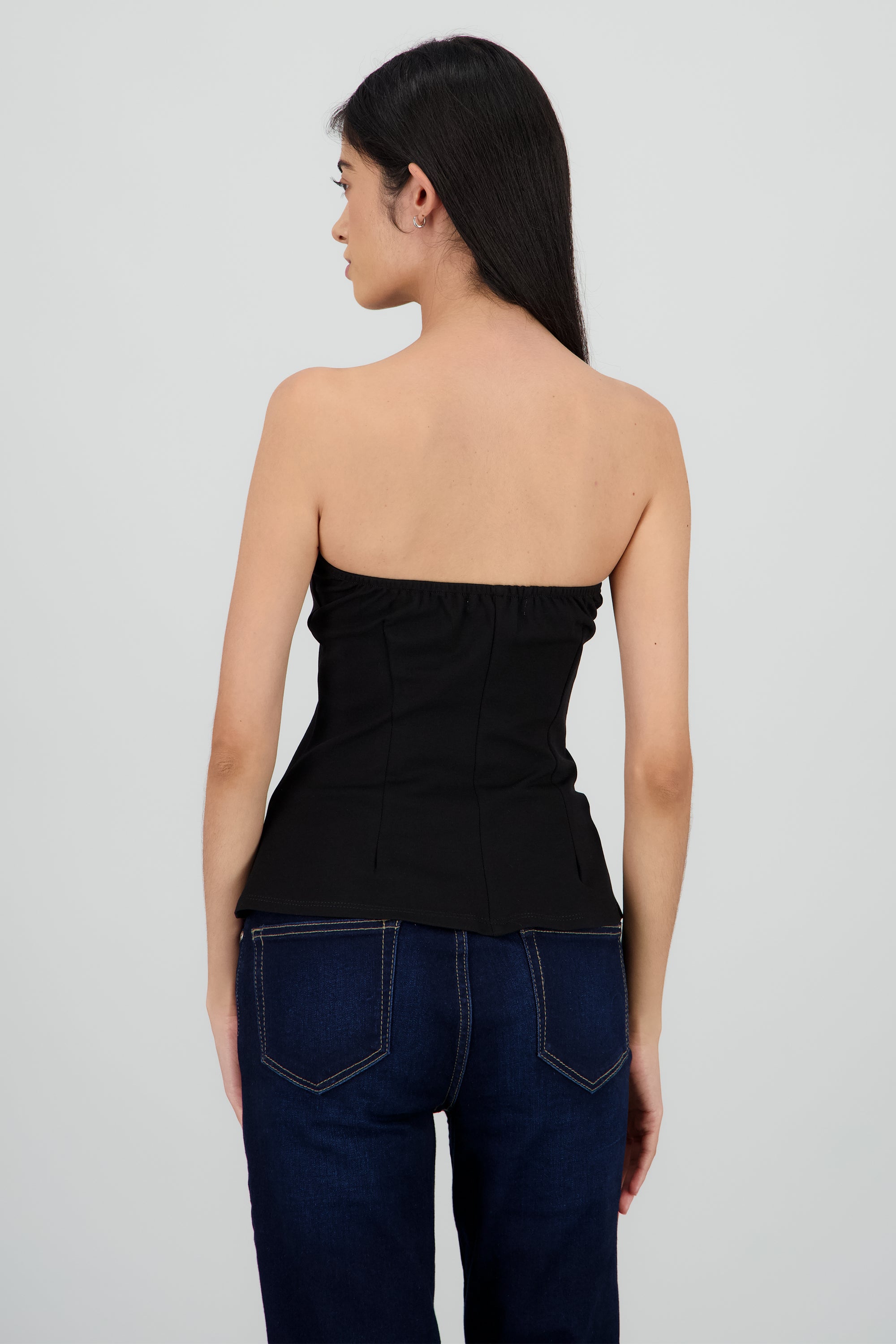 Top strapless con cortes NEGRO